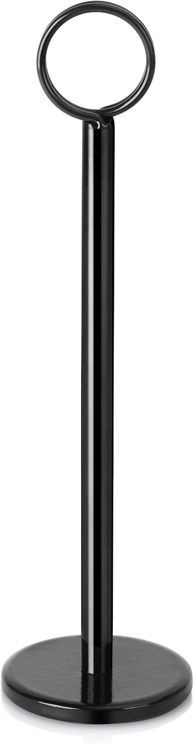 New Star Foodservice Ring-Clip Table Number Holder / Place Card Stand, 8 Inch, Black Finish, Set of 12