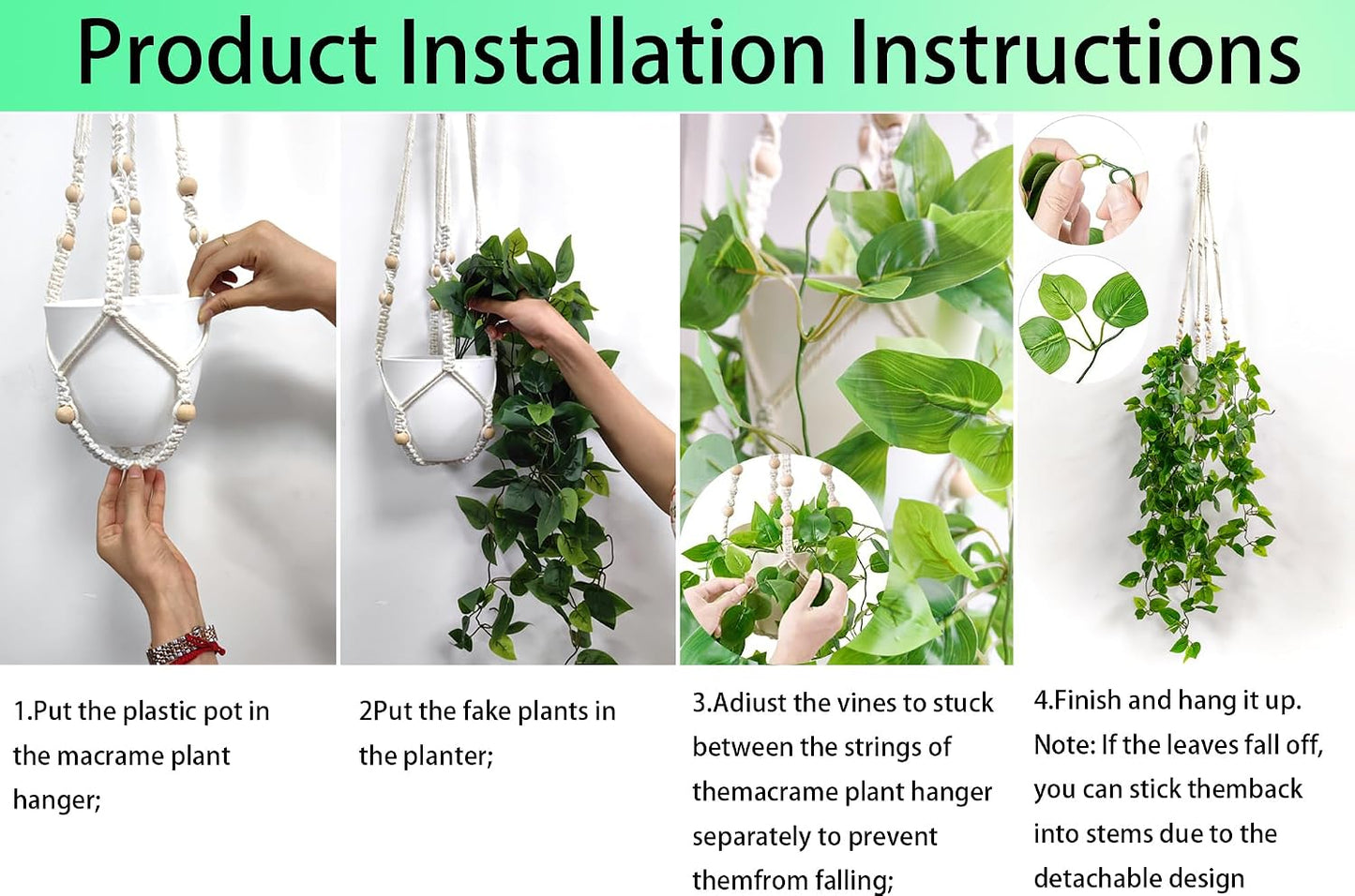 Fake Vines Faux Hanging Planter / Fake Plants NO LED