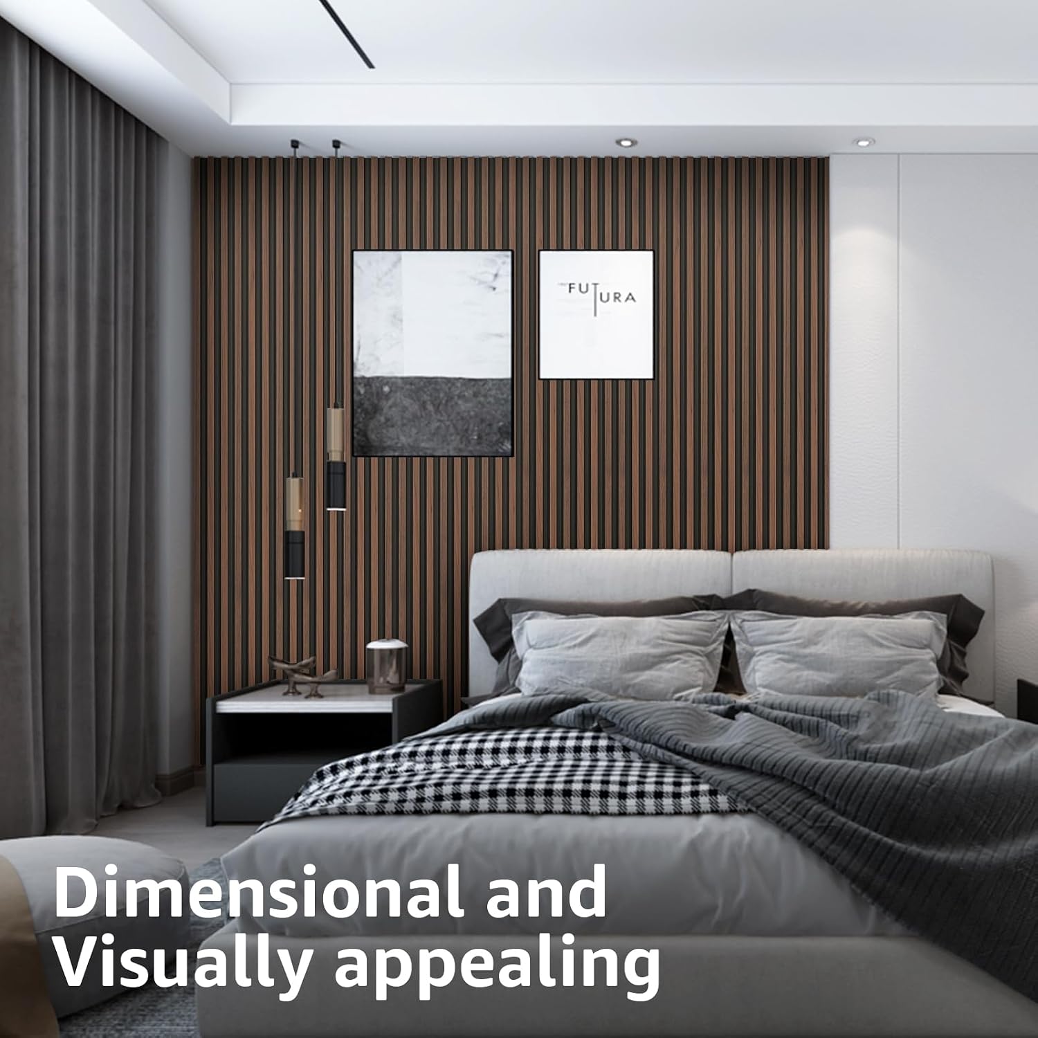 WPC Wood Slat Wall Panel for Interior Décor / 96 x 6 / Walnut / Set of 8