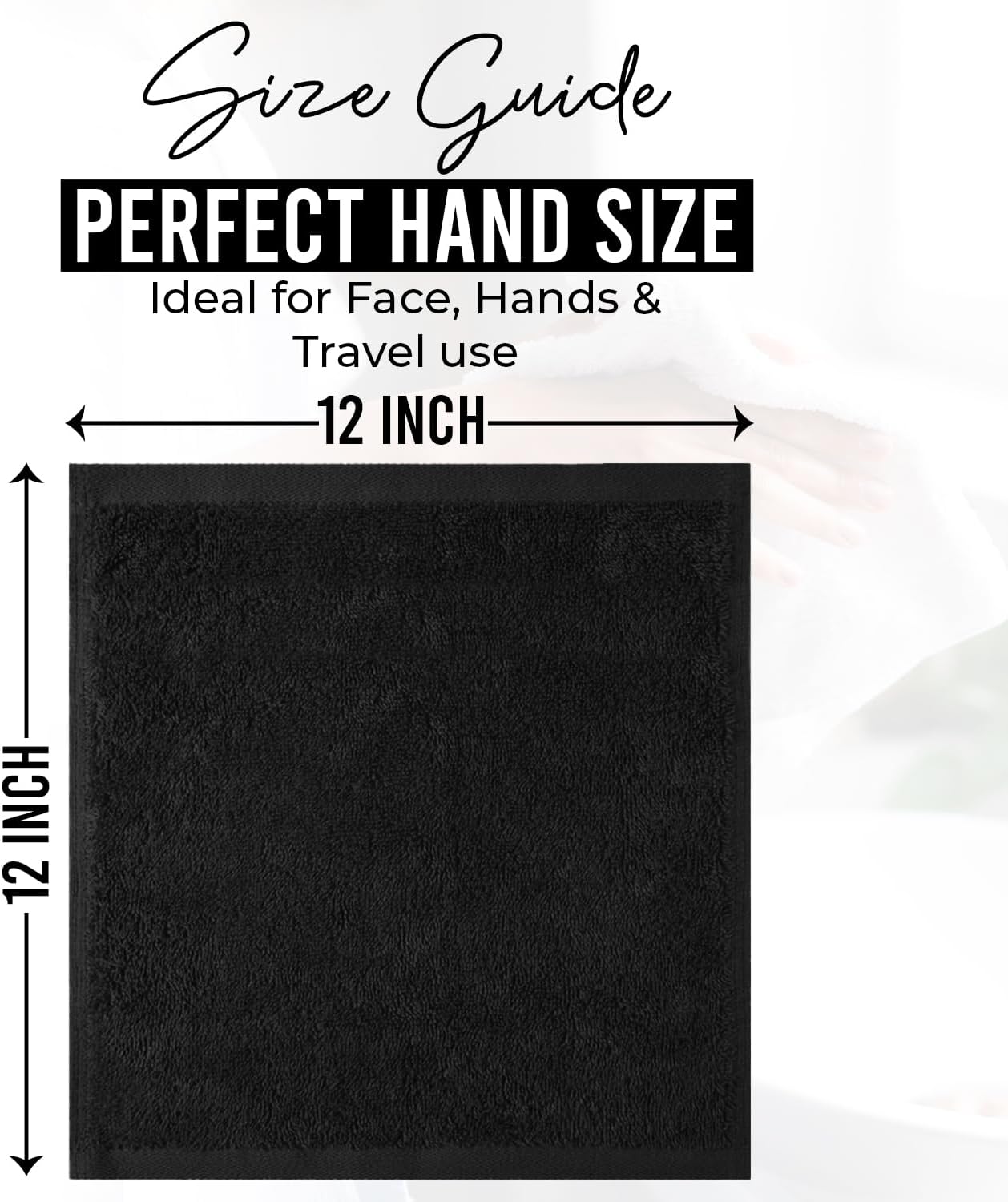 DAN RIVER 24 Pack Cotton Wash Cloths Set for Showering [12x12] Black | Lighter Weight, Quick to Dry, Super Soft &