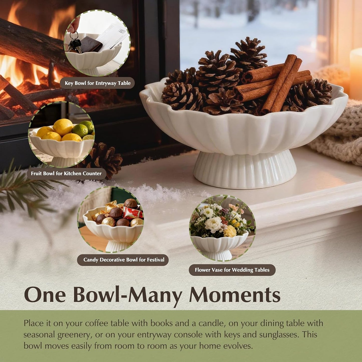 9- Ceramic Centerpiece Bowl / White