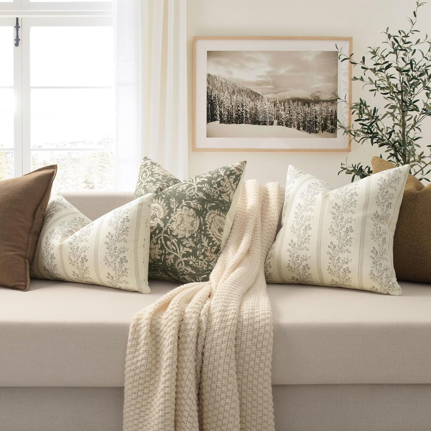 Vintage Throw Pillow Covers / Light Taupe / 18 x 18 / Set of 2