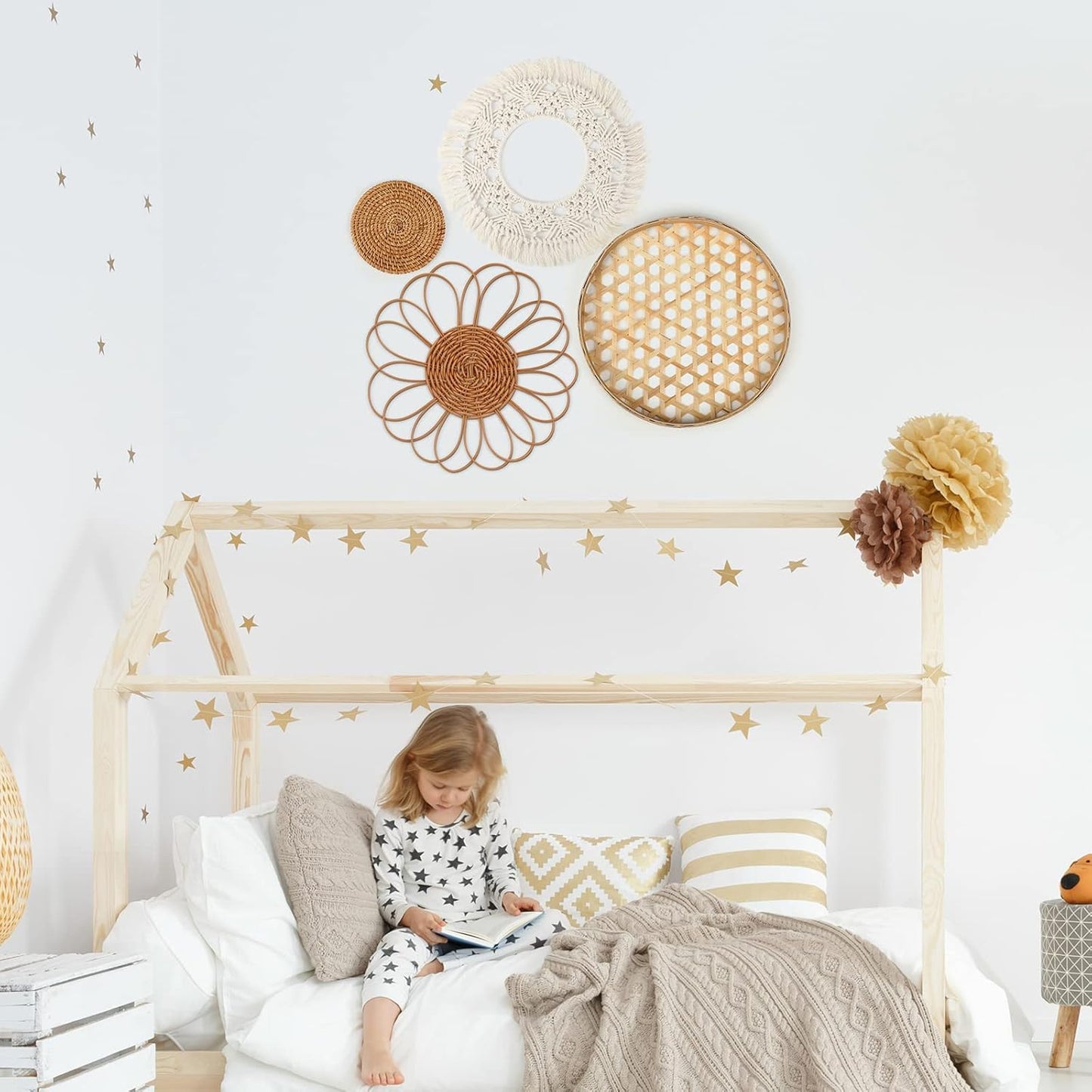 Bamboo Baskets / Boho Wall Hanging Set / Set of 8