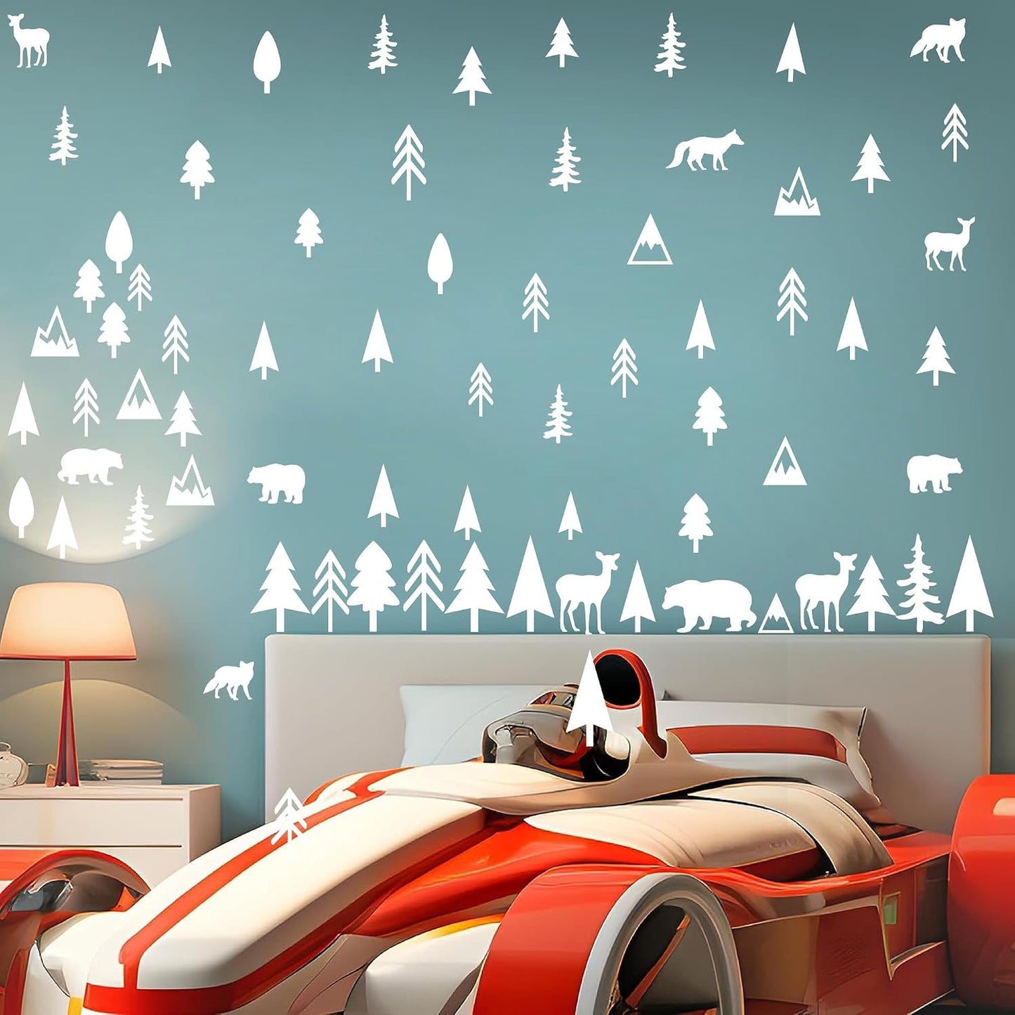 Animal Wall Decals Vinyl Pine Tree Wall Stickers Forest Animal Wall Stickers Mountain / Woodland