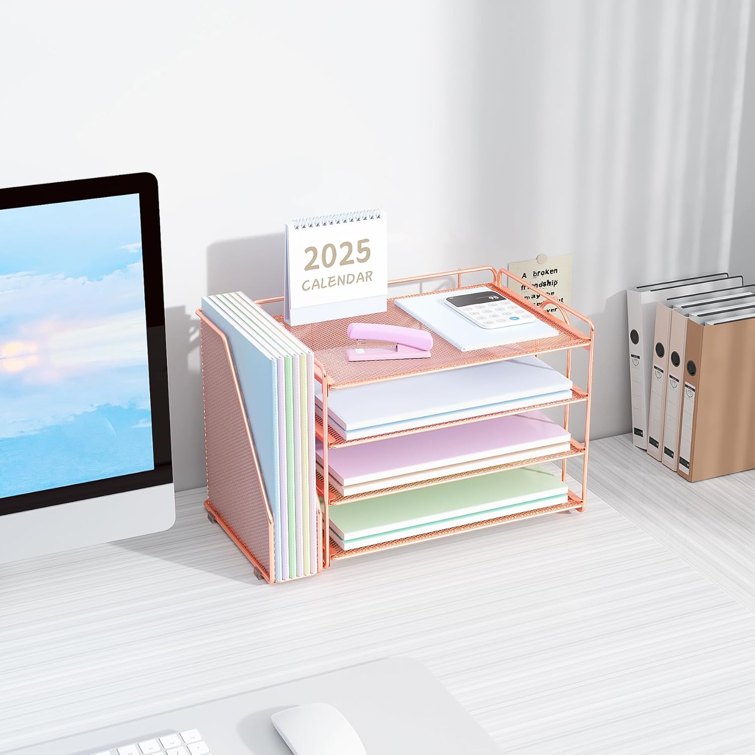 Spacrea Desk Organizers and Accessories, Paper Organizer for Desk with File organizer, Desk Accessories & Workspace