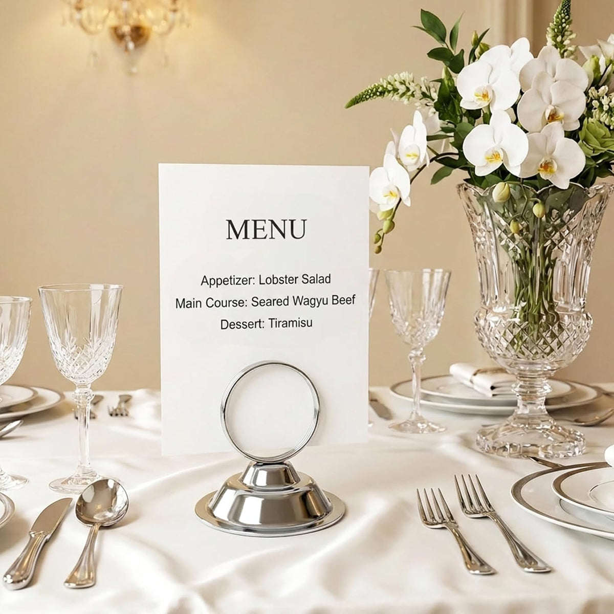 ERYTLLY 16 PK Place Card Holders Table Card Holder Steel Card Holders for Weddings,Birthdays,Photos, Memo Notes