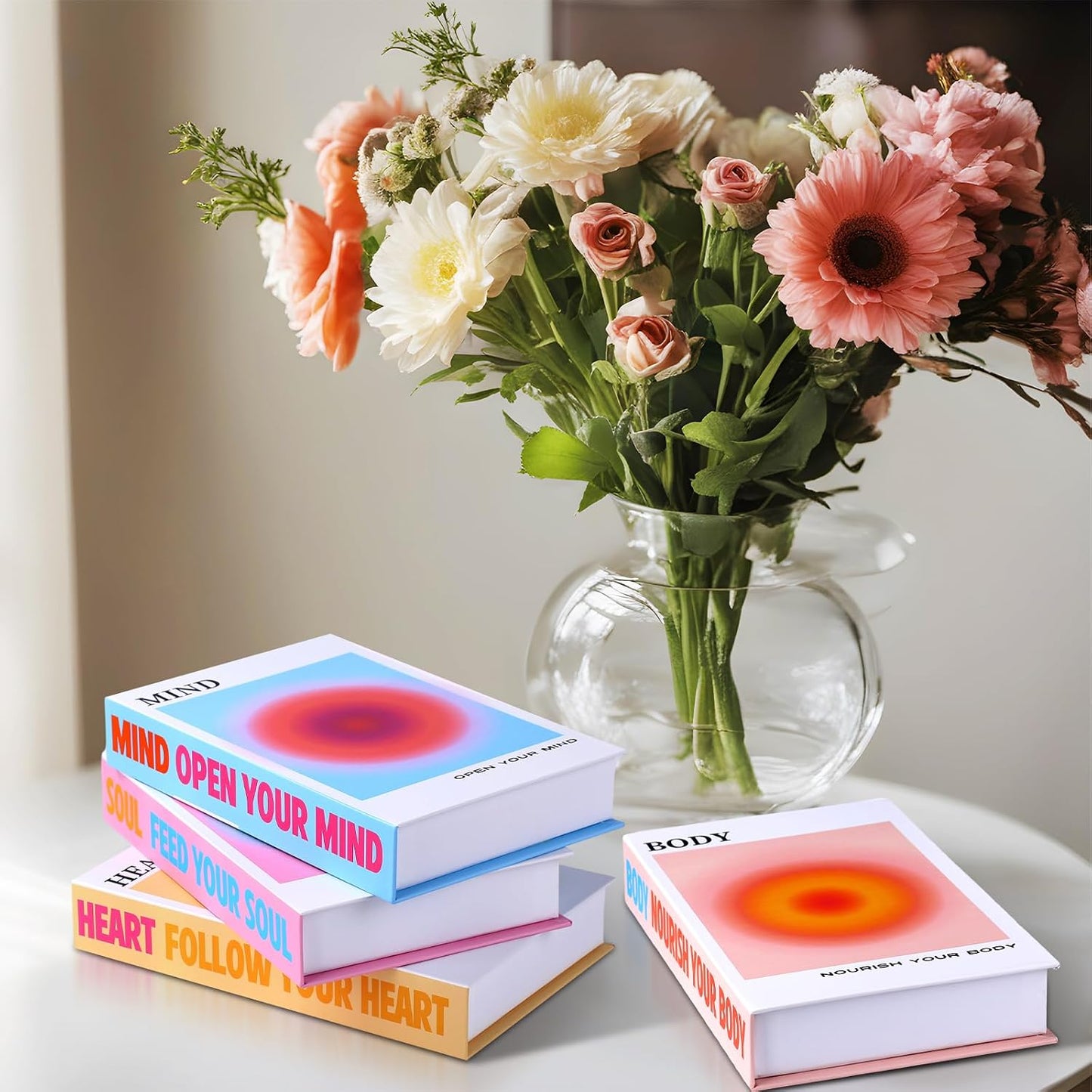 Table Decor Desk Fake Books Decoration Hardcover Faux Book Storage / Gradient Aura / Set of 4