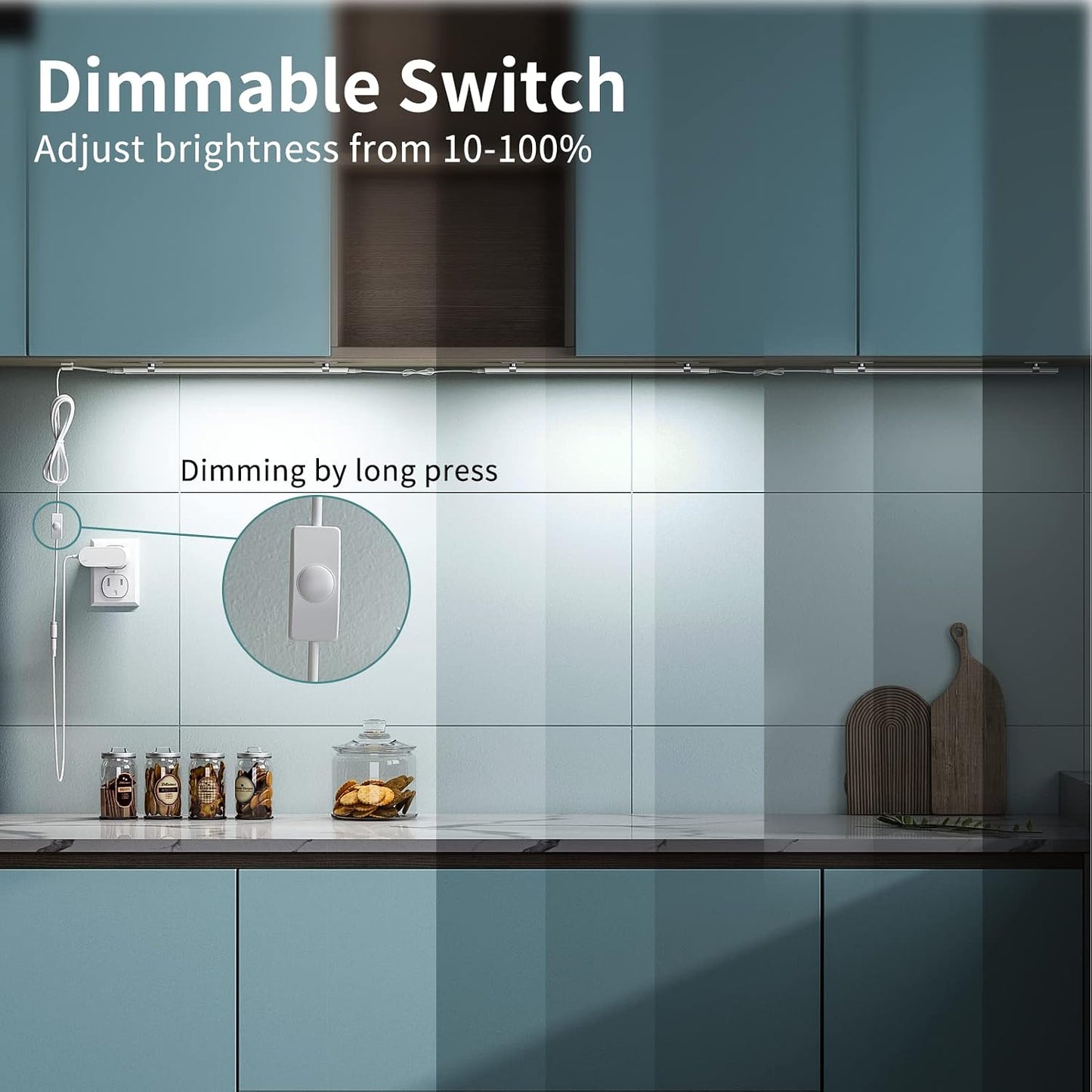 ASOKO Under Cabinet Light Plug in, Dimmable 5000K, 4 Pack 12 inch