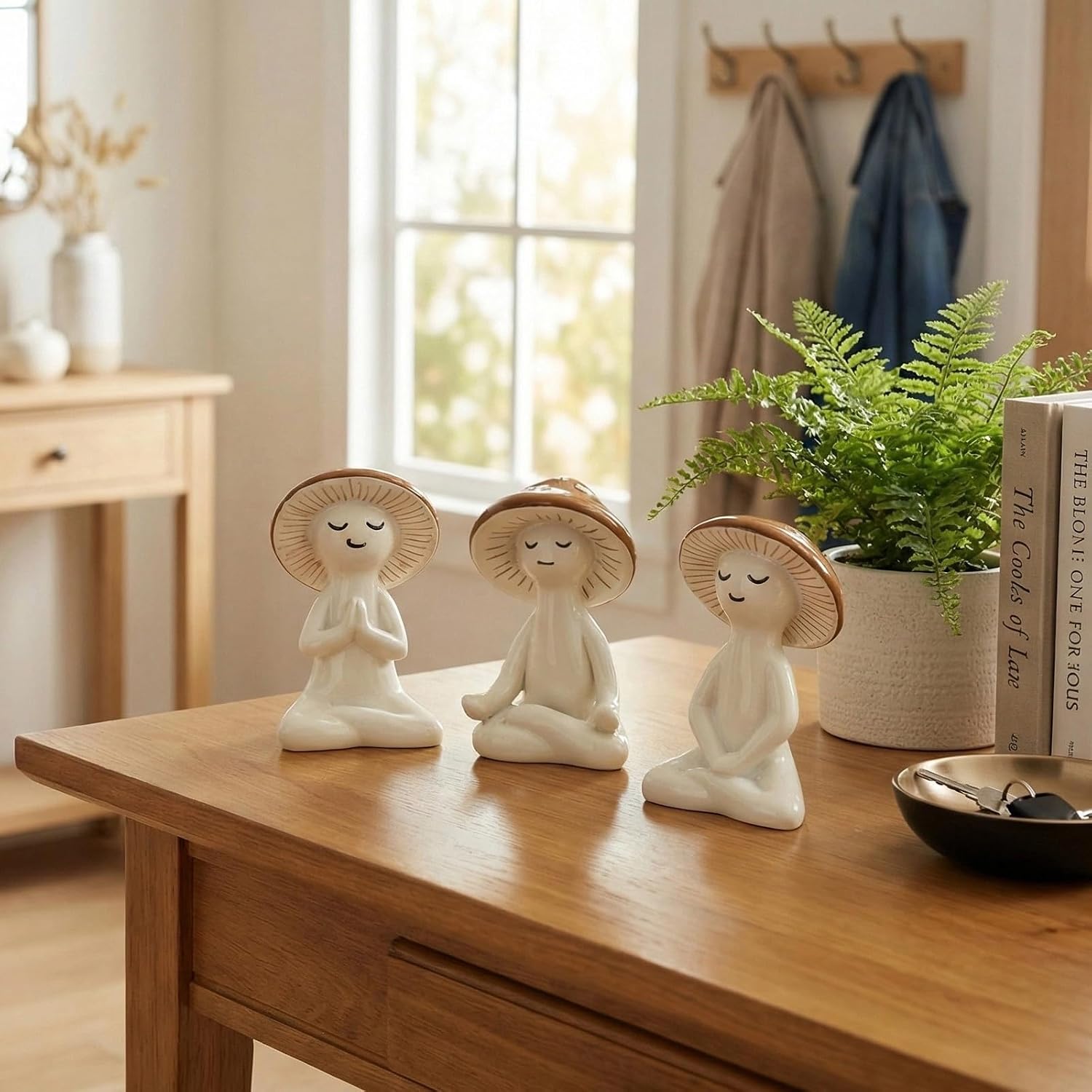 Meditation Mushroom Statue / Brown / Set of 3