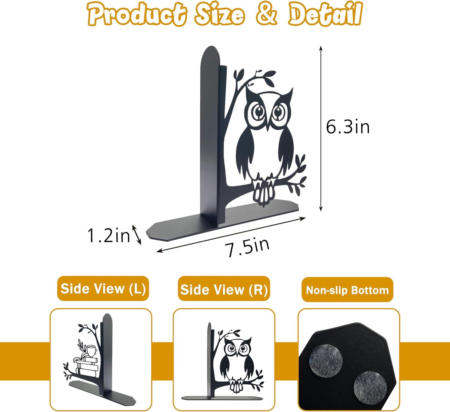 Owl and Books Metal Bookends Owl Book Ends