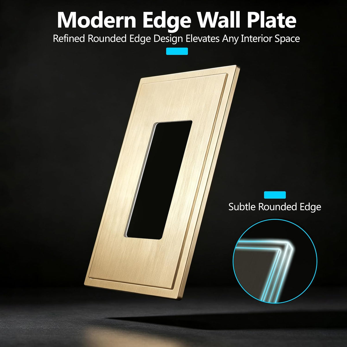 LIDER Modern Ogee Edge Screwless Wall Plate, Mid-Size 1-Gang Decorator Cover 4.88” x 3.11”, Contemporary Decor Style