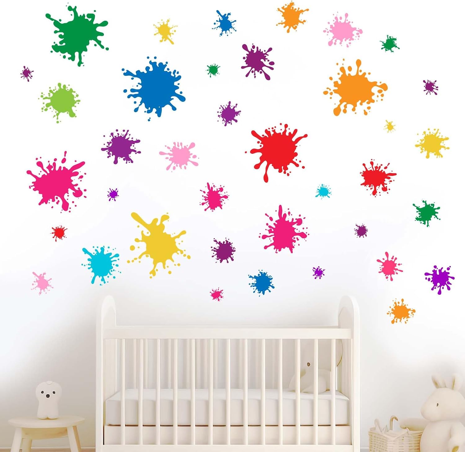 Colorful Paint Splatter Wall Decals / Paint Splatter B / Set of 38