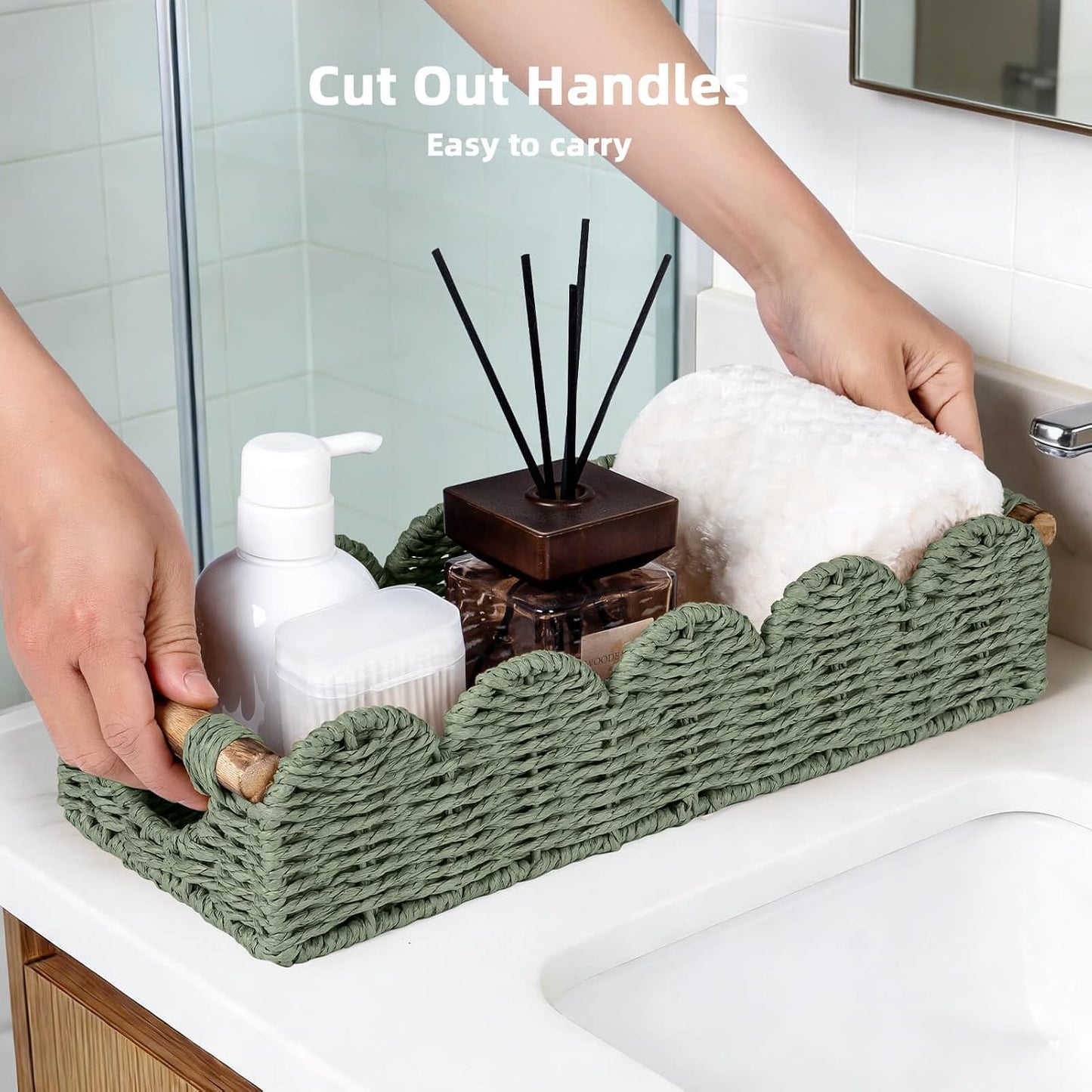 Back of Toilet Paper Storage Baskets Tray / Green