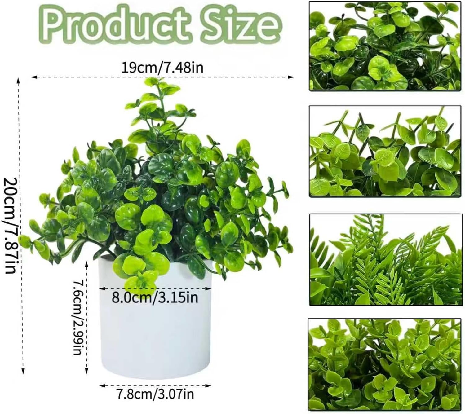 Small Fake Plants Artificial Potted Plants Faux House Plants Mini Pot Plastic / 3# / Set of 4