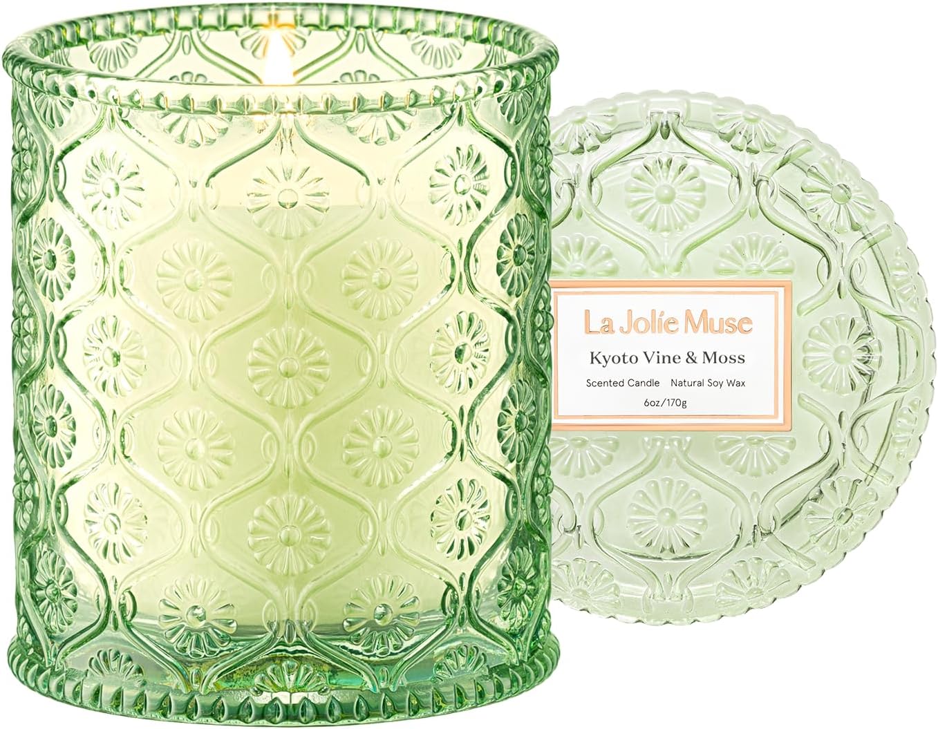 LA JOLIE MUSE Kyoto Vine Moss Scented Candle for Home, Natural Soy, 40 Hrs