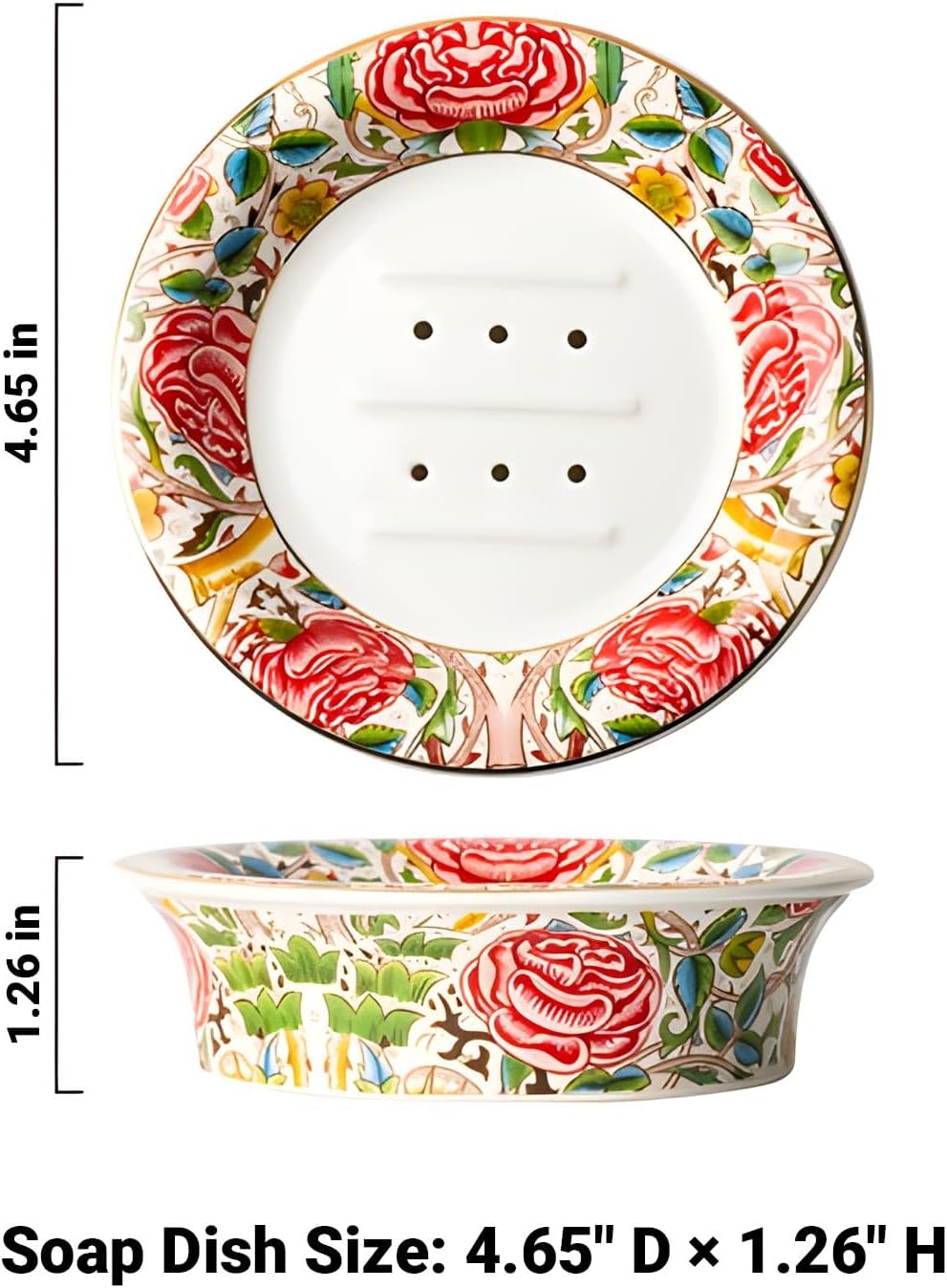 Decorative floral ceramic soap tray for bar soap / Crimson Reverie-soap Dish