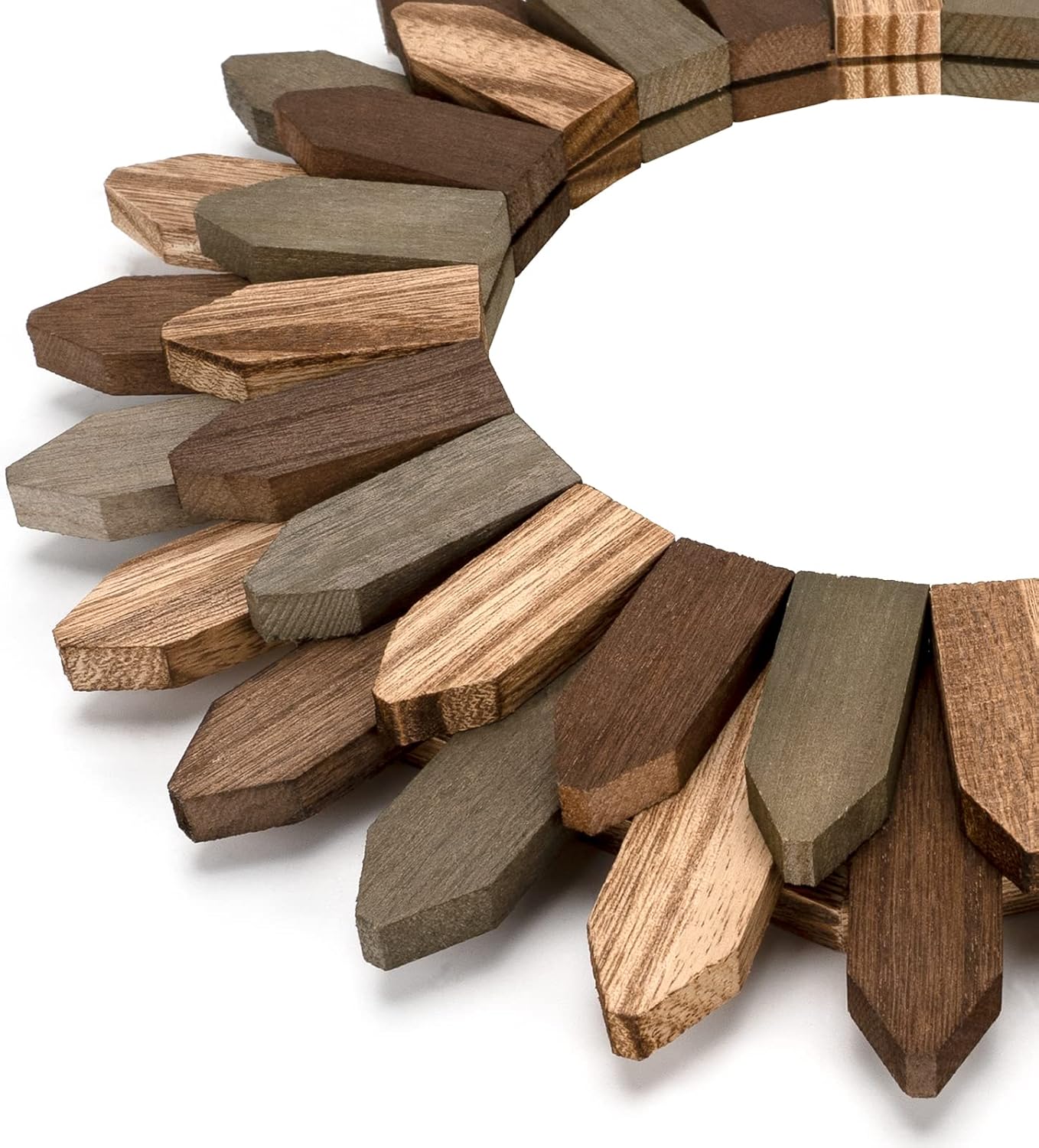 Rustic Wood Sunburst Frame / Tril Color / 12 Inch