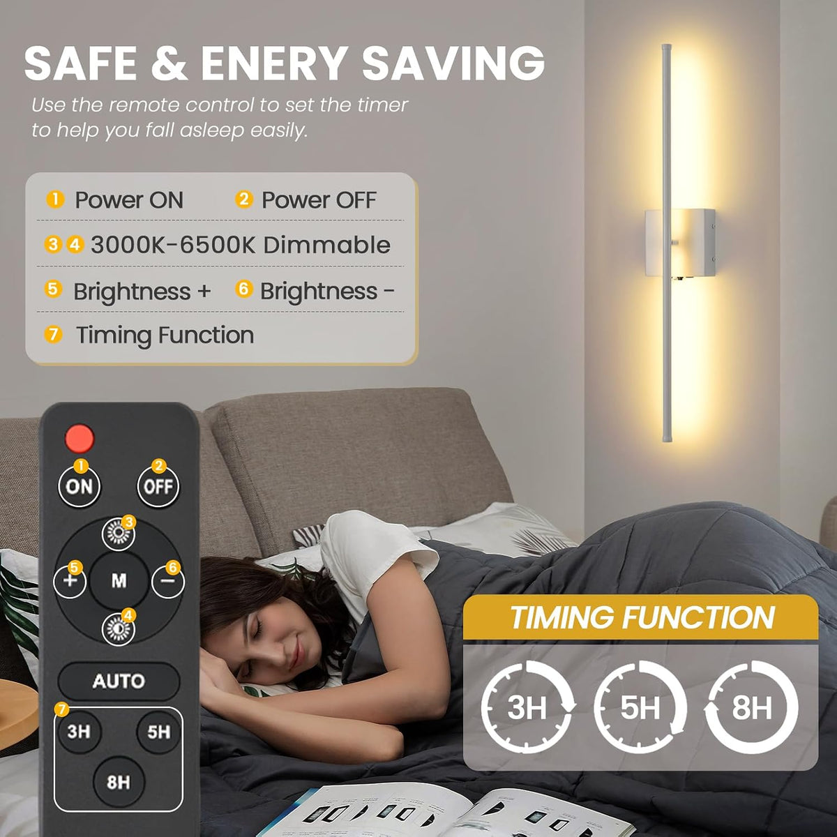 Rechargeable Battery Operated Wall Sconces, 11000mAh Wireless White Wall Lights with Remote Control, 350°Rotate