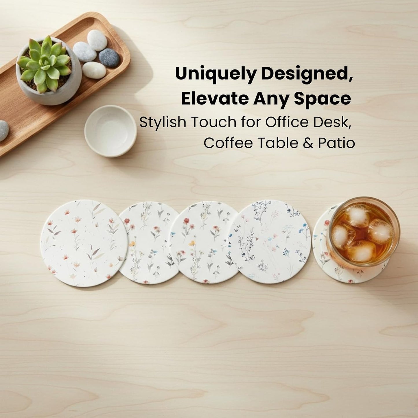 Colorful Ceramic Marble Coasters / Fleur / Set of 6