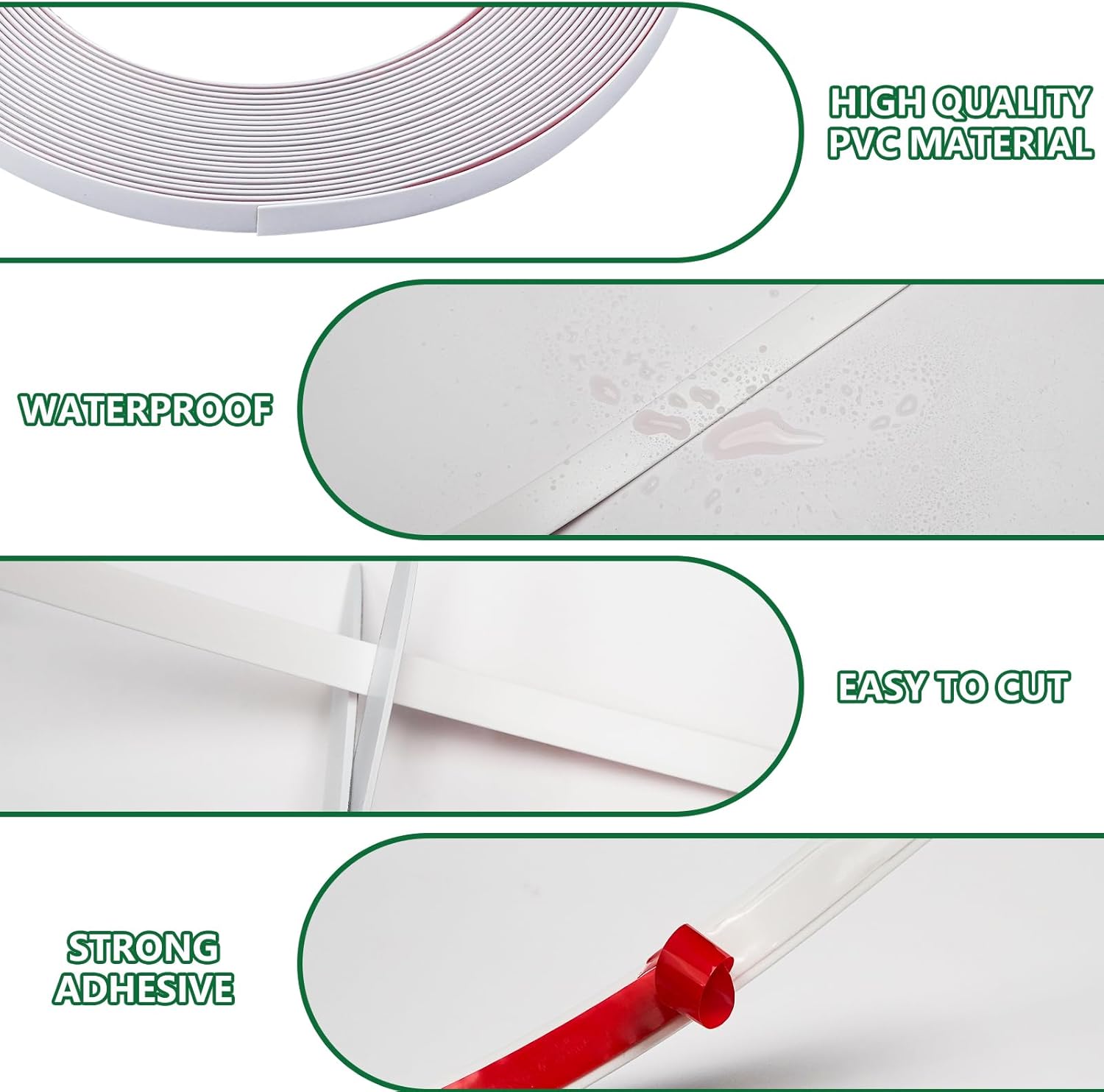Flexible Self Adhesive Molding Trim / 2/5in-40ft / White / 0.39 x 40