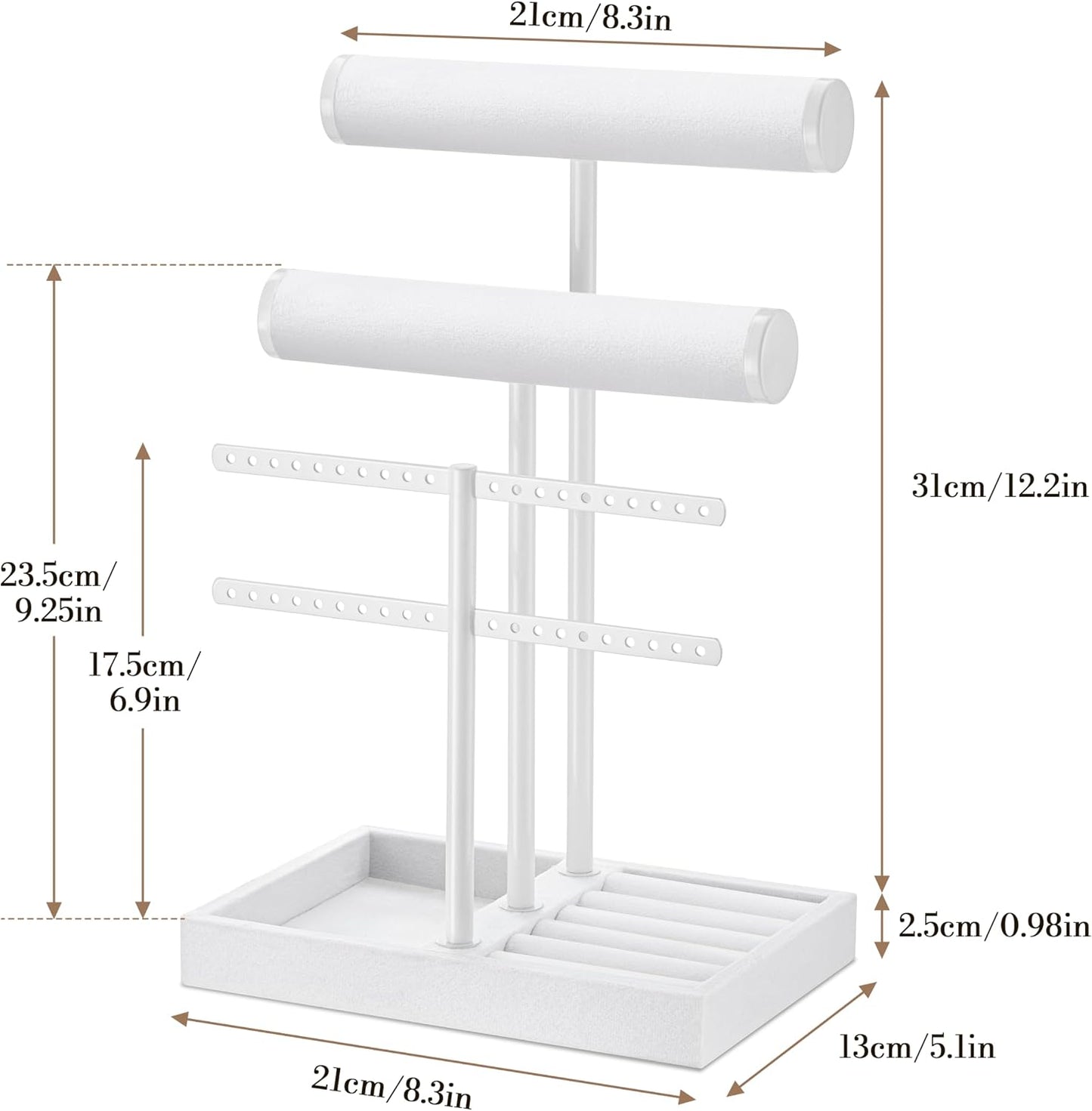 Detachable T Bar Velvet Bracelet Holder / Pure White / Standard