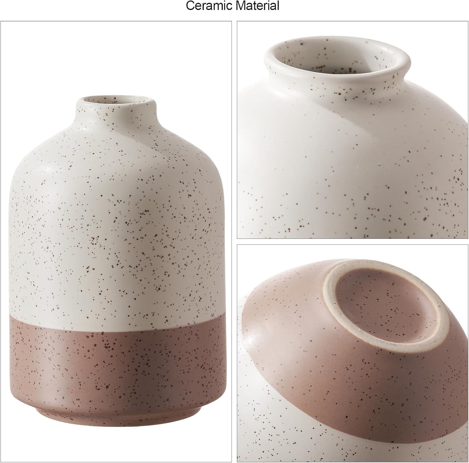 Ceramic Vase / Vases Home Decor Rustic Farmhouse Decor / Beige&brown / Set of 3
