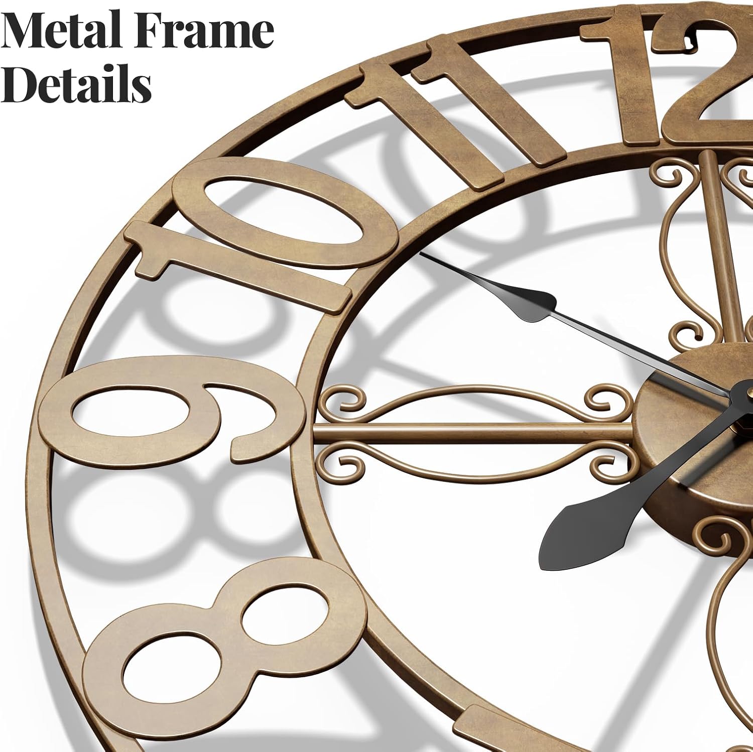 Cuspin 24 Inch Wall Clock Bronze Rustic Decorative, Large Metal Wall Clock | Battery operated, Silent non ticking