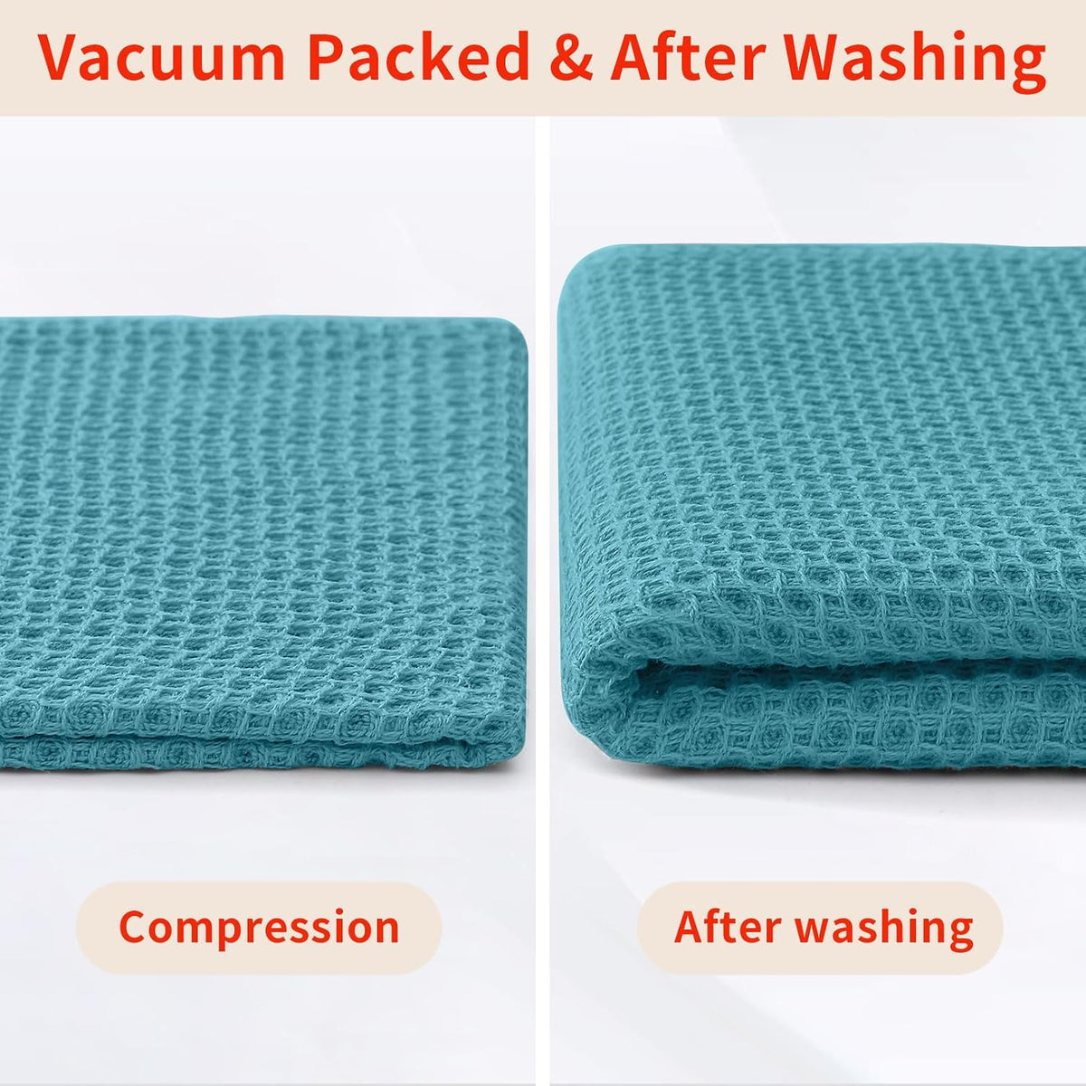 Homaxy 100% Cotton Waffle Weave Kitchen Dish Cloths 12-Pack, Lake Blue | 12 x 12 Inches, Ultra Soft Absorbent Dish
