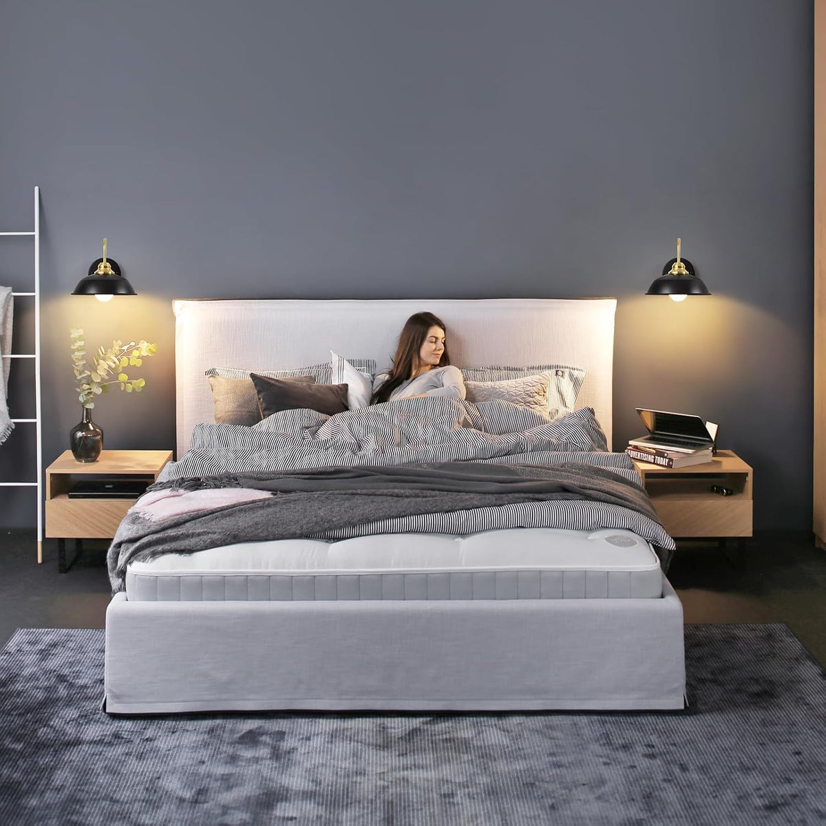 Battery Operated Wall Sconces Set of Two, Gold Wireless Wall Lights with Remote and Dimmable Bulbs for Bedroom/Living