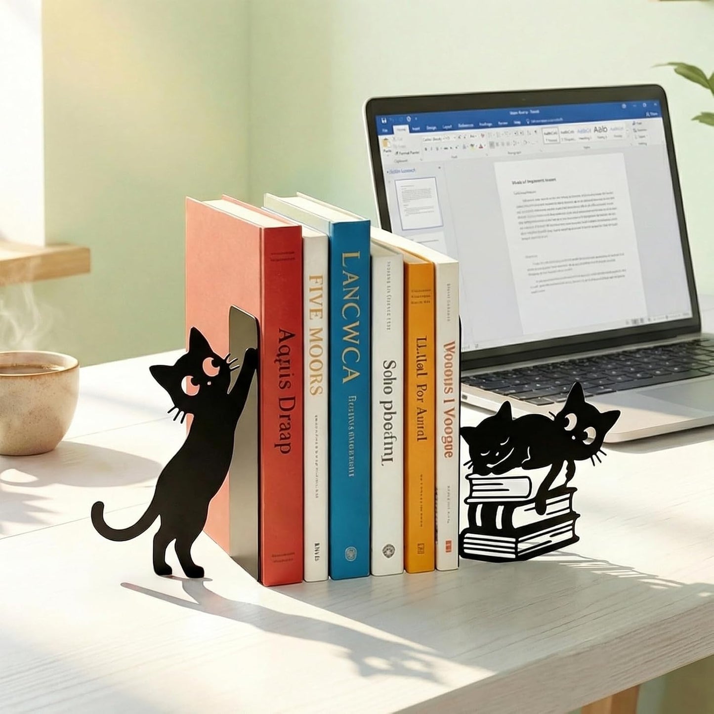 Metal Bookends Cat Black Whimsical Book Ends Decorative Bookend / Black Cat 4
