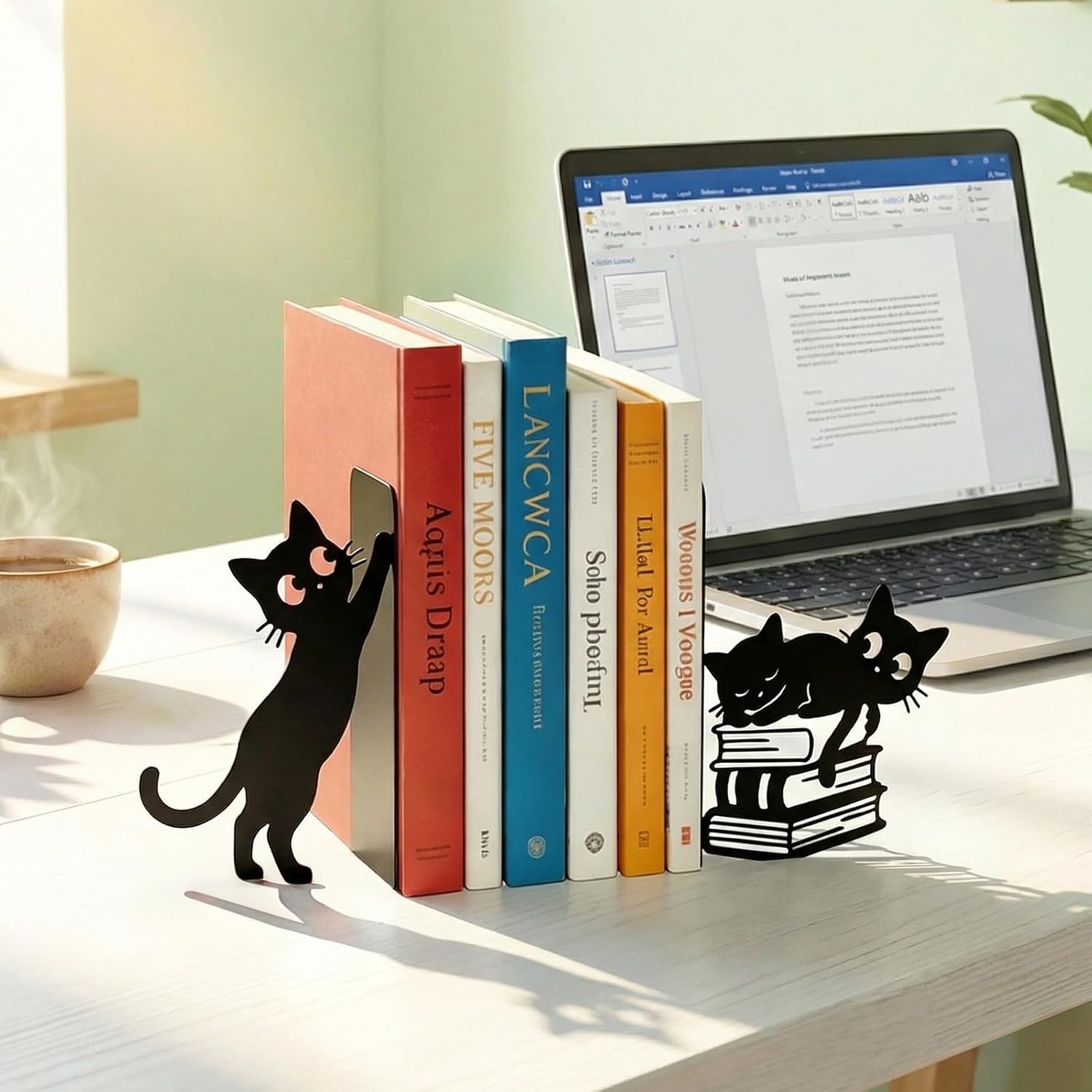 Metal Bookends Cat Black Whimsical Book Ends Decorative Bookend / Black Cat 4