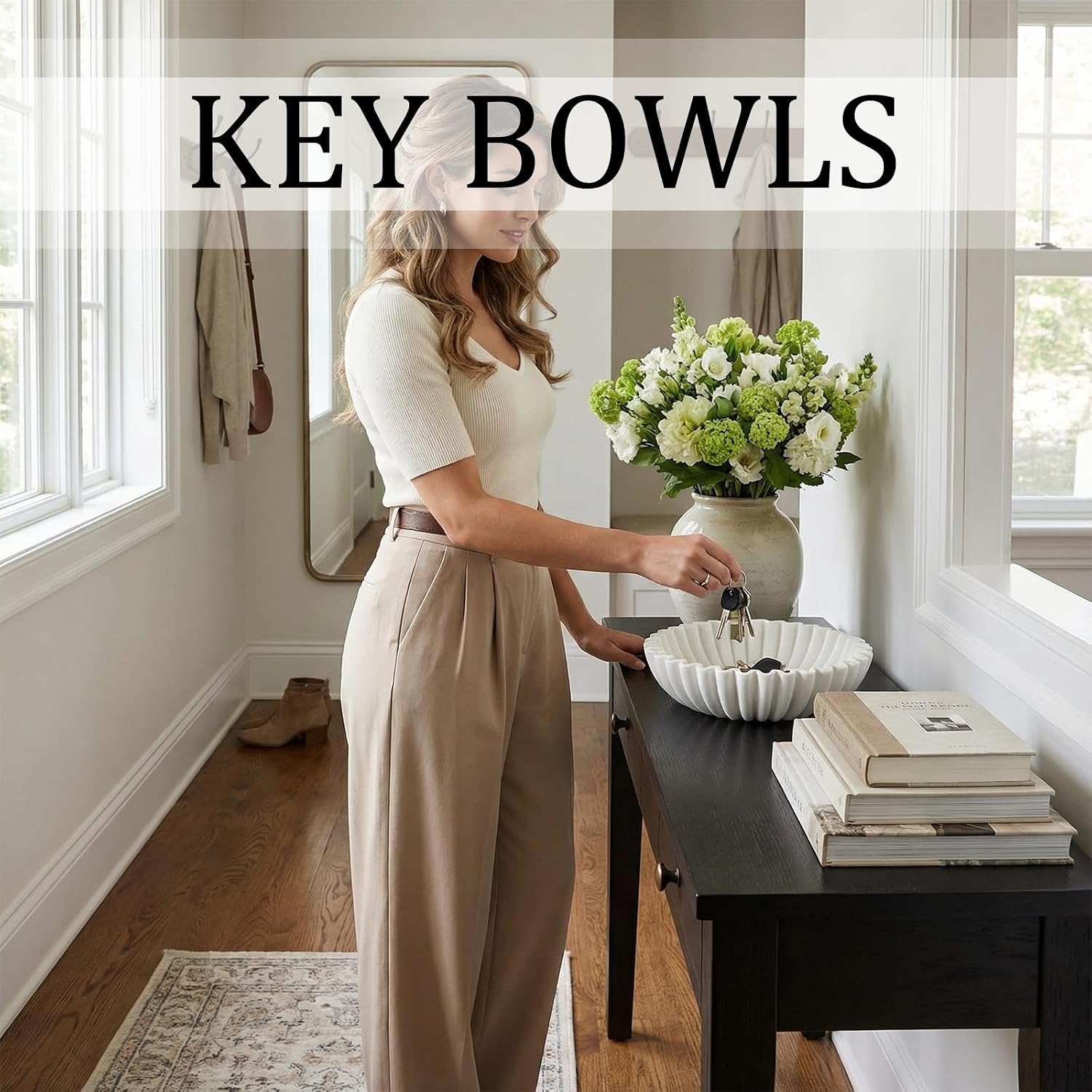 Scalloped Key Bowl / White / 7.9''x 3