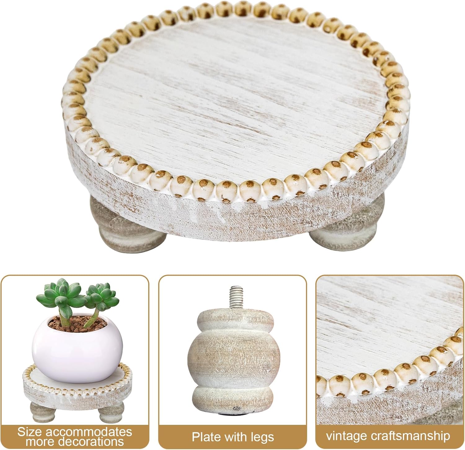 Farmhouse Candle Trays Home Decor / White / Set of 2
