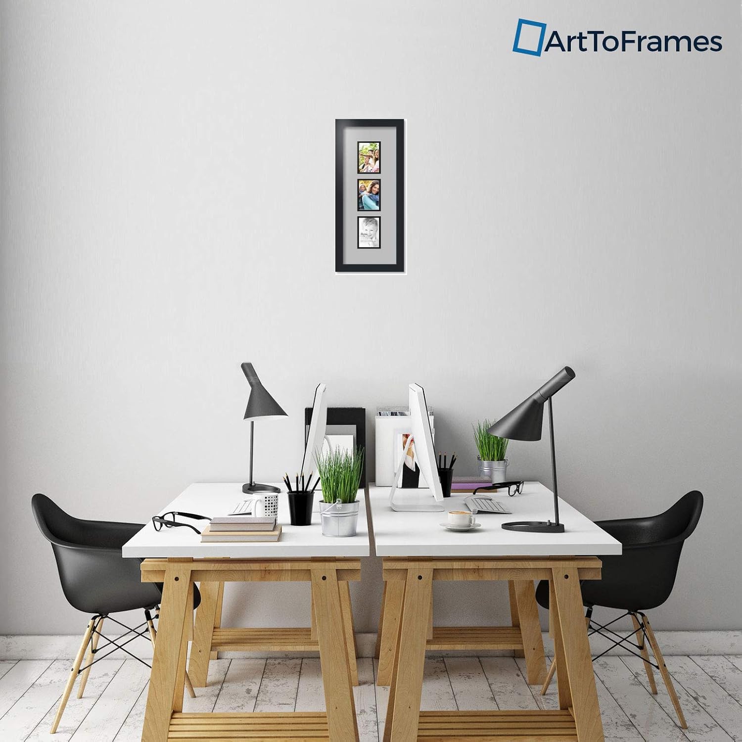 Art to Frames Double-Multimat-864-88/89-FRBW26079 Collage Photo Frame Double Mat with 3-3.5x5 Openings and Satin Black