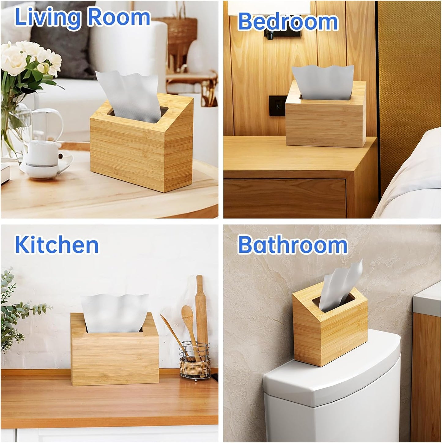 Bamboo Tissue Box Cover / Nature Bamboo / Natural