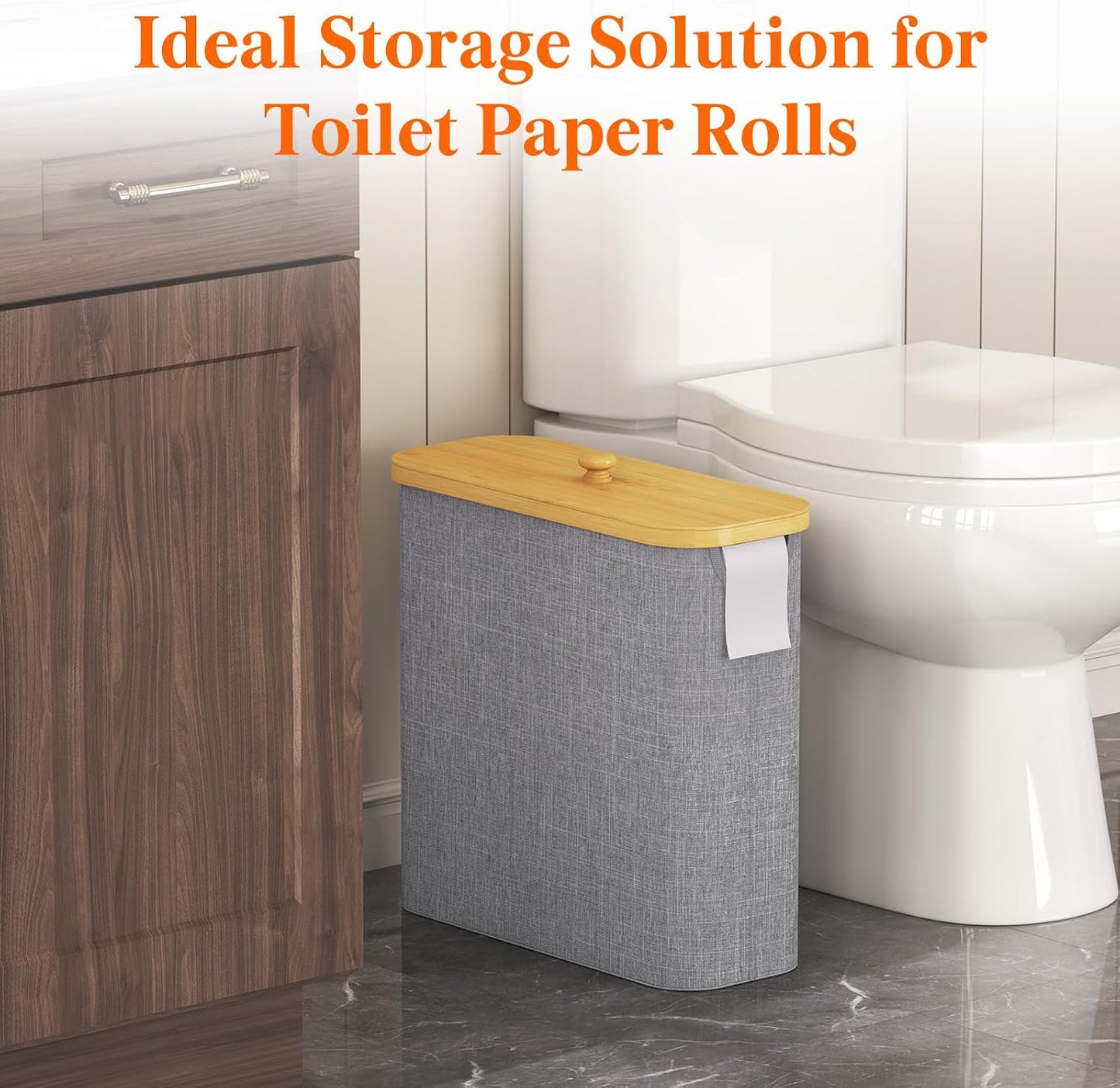 Lifewit Toilet Paper Storage Holder Extra Large Stand Basket 30L Light Gray | 12 to 16 Rolls, Extra Large Paper Stand