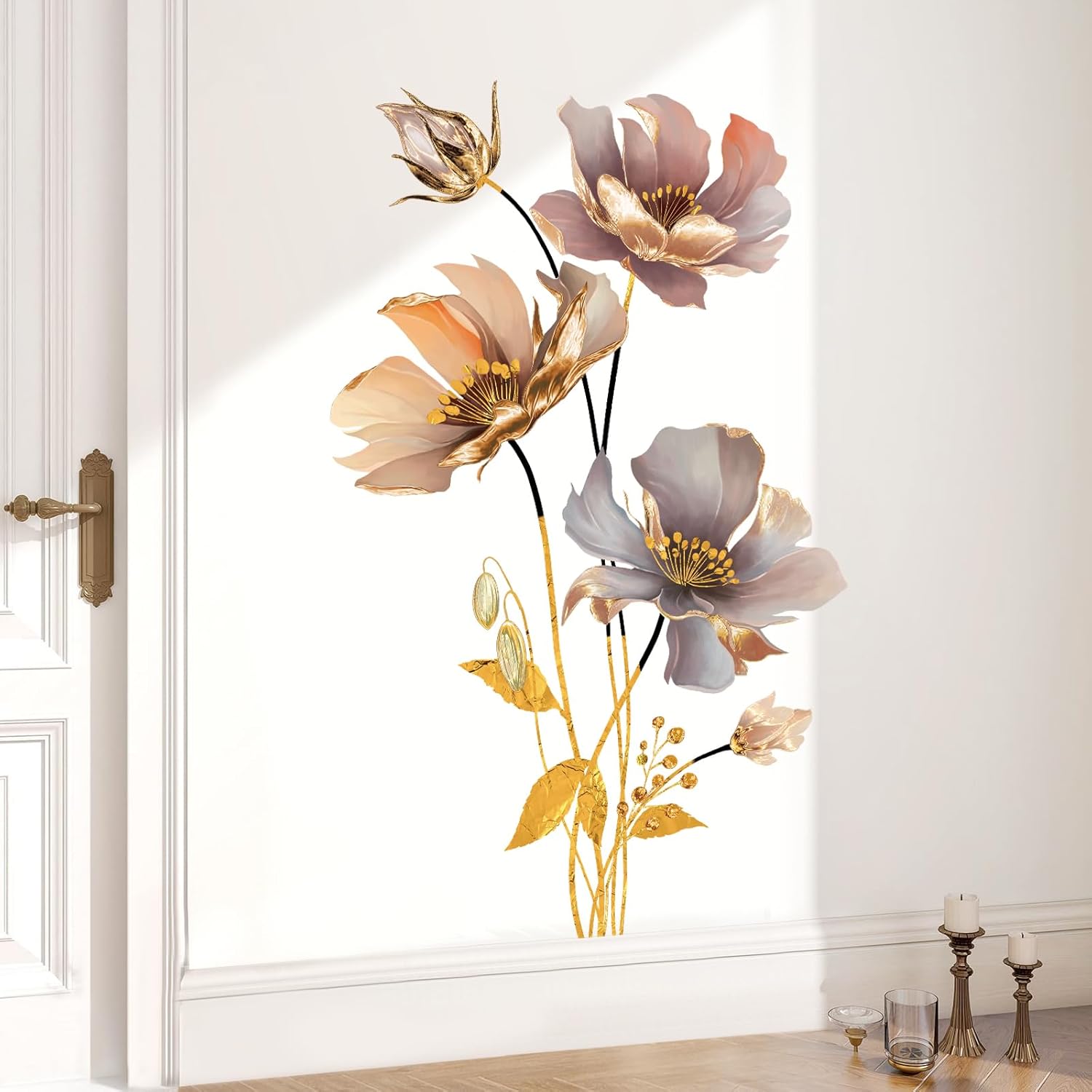 Vinyl Wall Sticker / 3d Flower / Gold