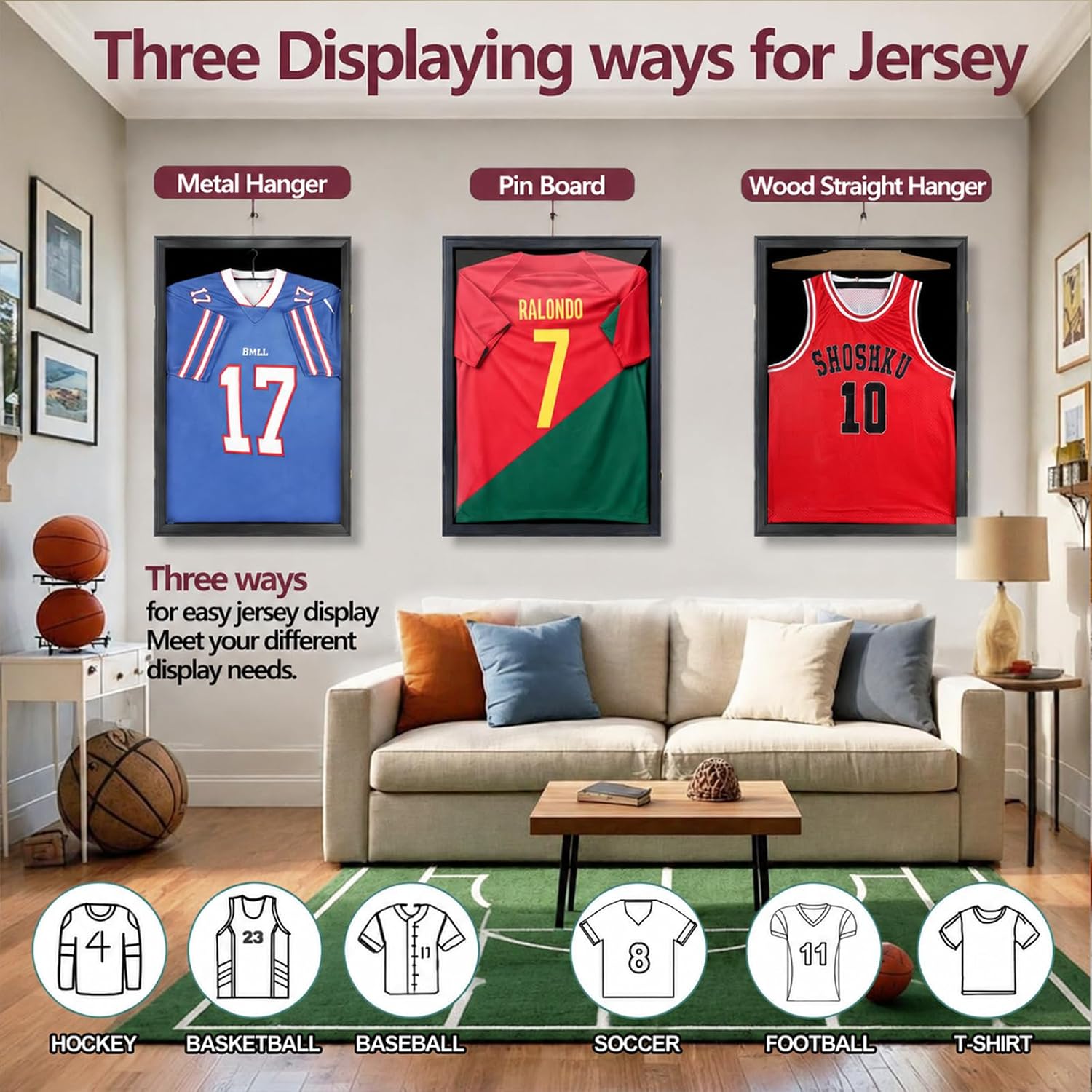 Jersey Frame Display Case 2 PC,T-Shirt Shadow Box with Lockable UV Acrylic | (Protects Signature from Fading)