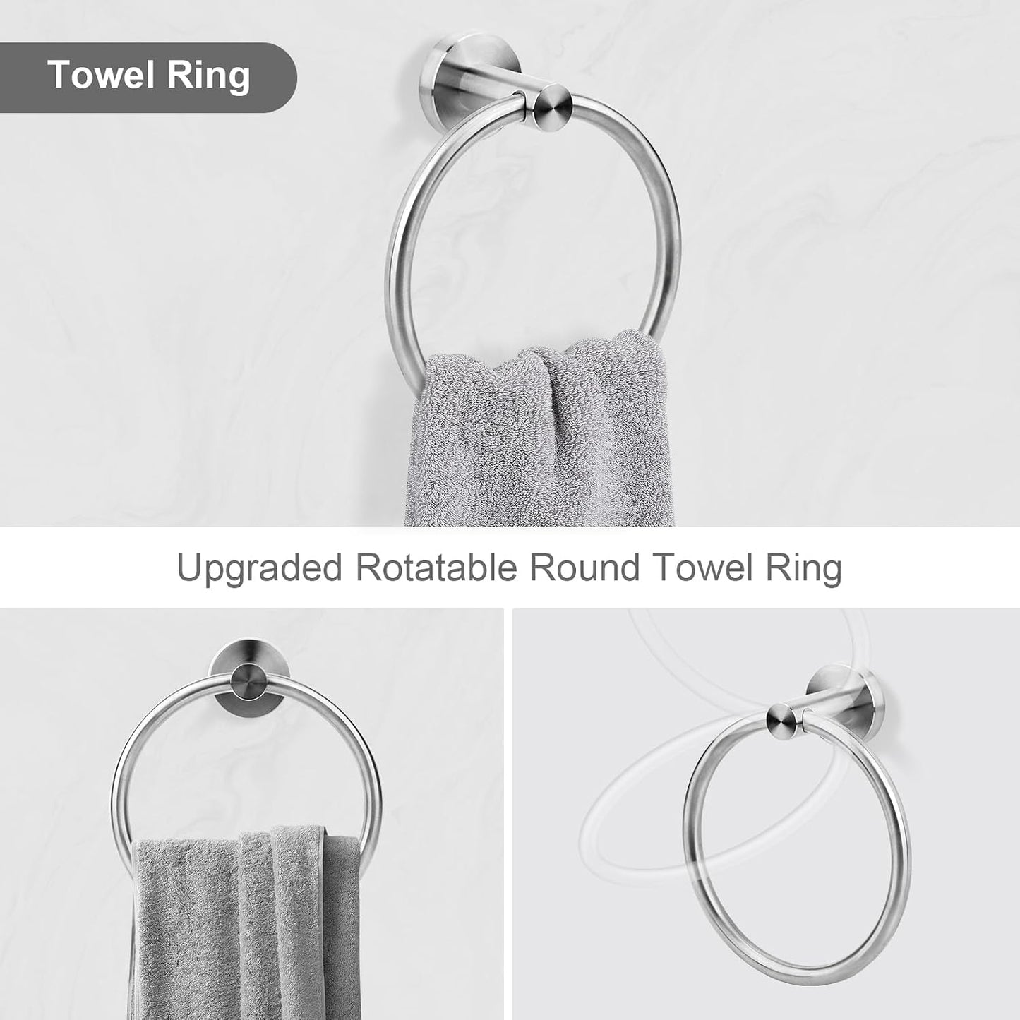 Brushed Nickel Bathroom Hardware Accessories Set 5 Piece, Stainless Steel Bath Towel Bar Set 24 Inch,Toilet Paper