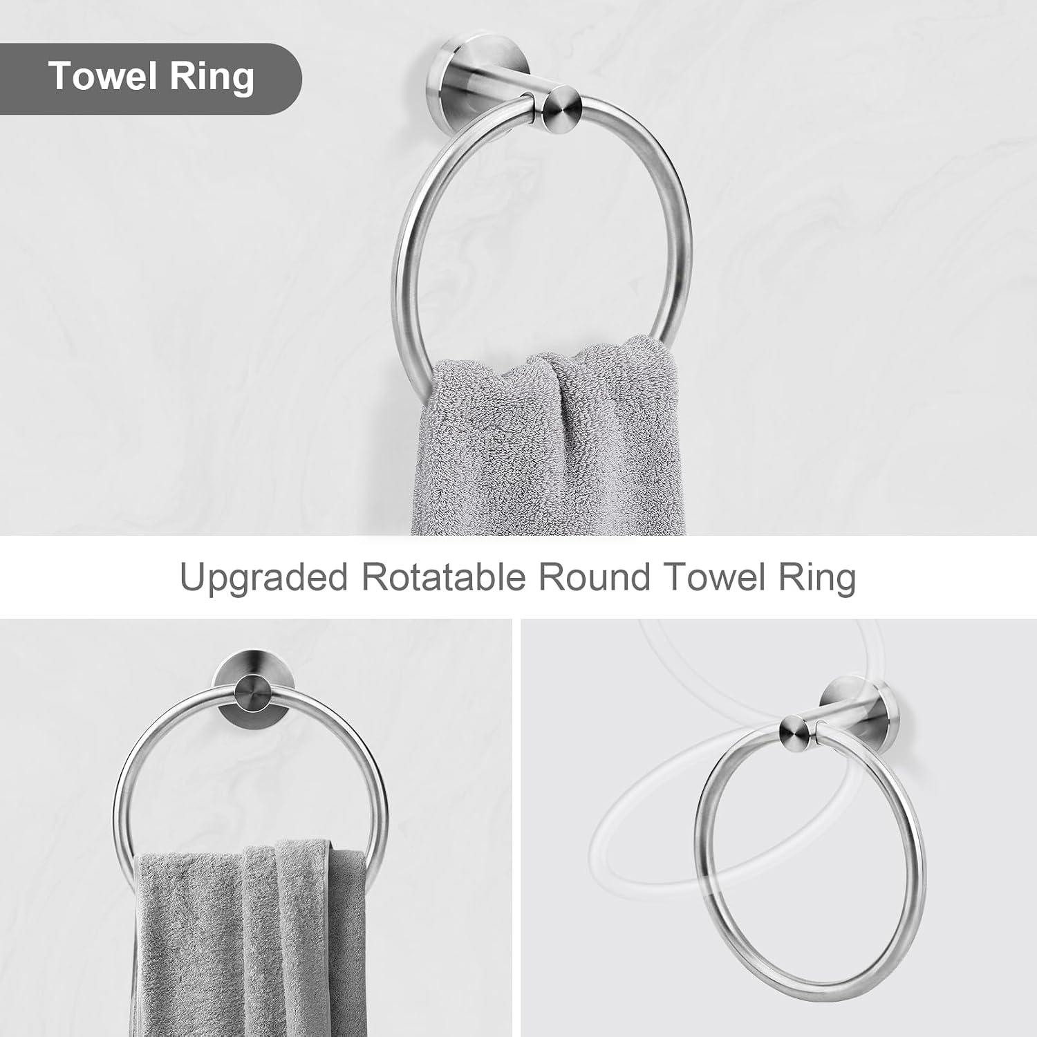 Brushed Nickel Bathroom Hardware Accessories Set 5 Piece, Stainless Steel Bath Towel Bar Set 24 Inch,Toilet Paper