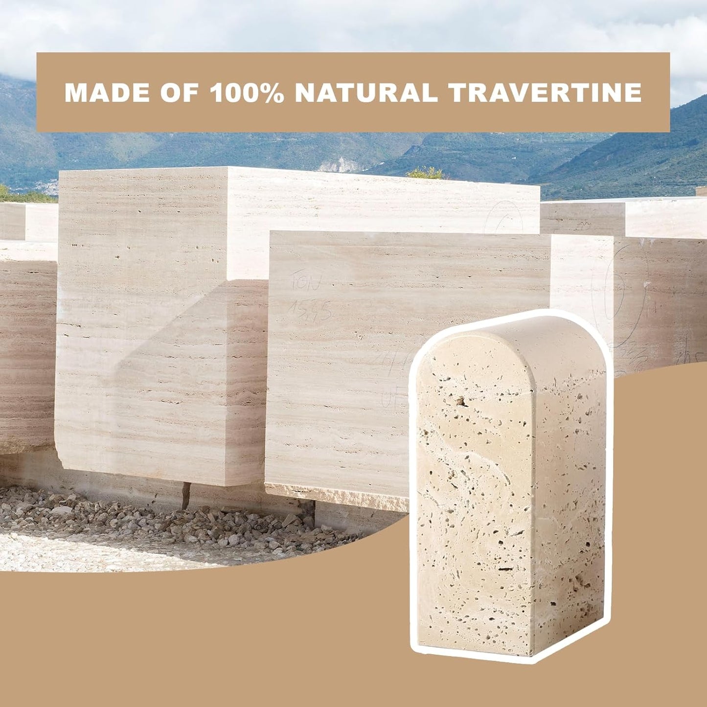 Decorative Book Ends / Light Beige Travertine