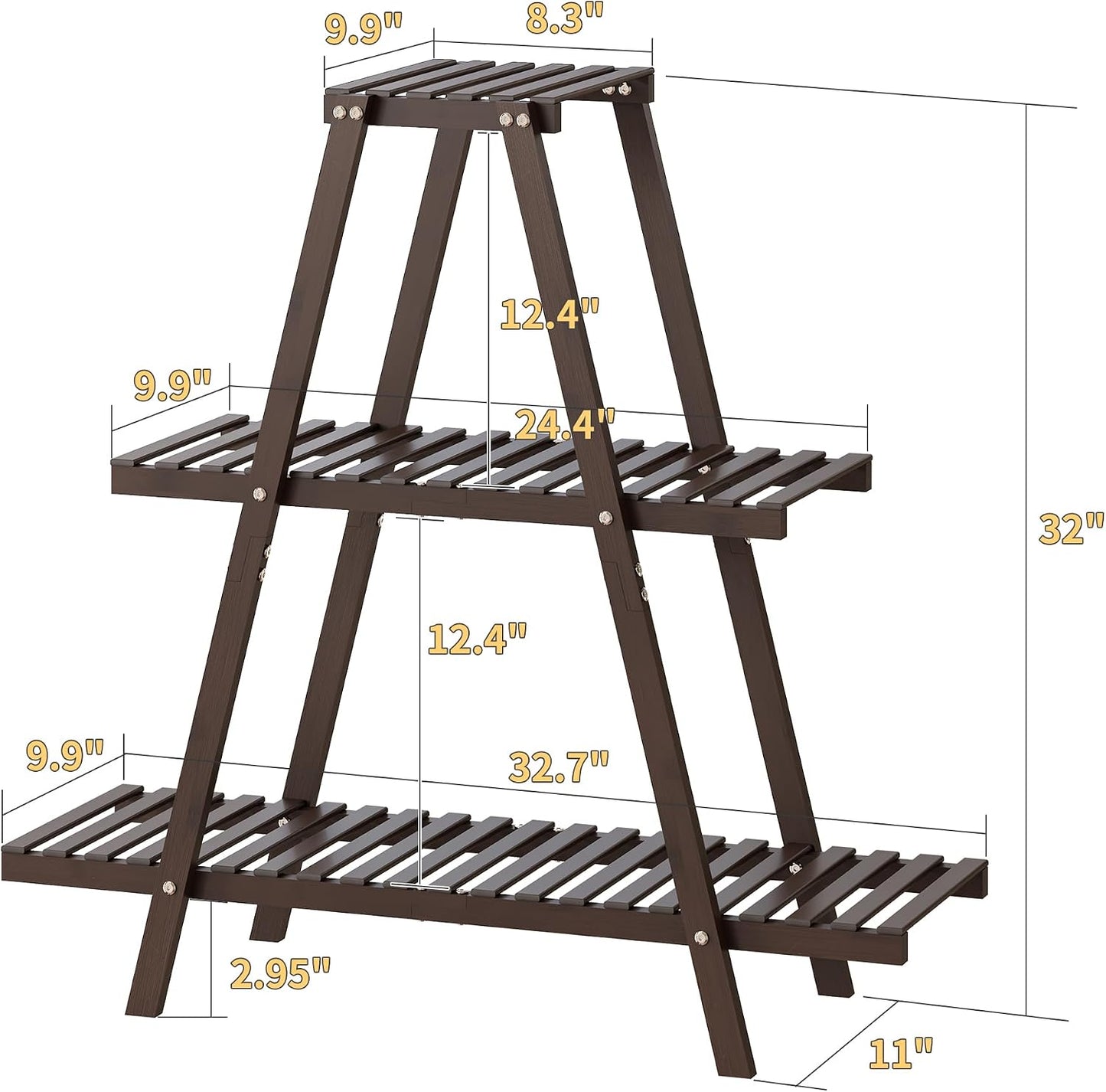 Plant Stand Indoor, Outdoor bamboo Plant Rack for Multiple Plants, 3 Tier 8 Potted Flower Holder Ladder,Plant Shelf