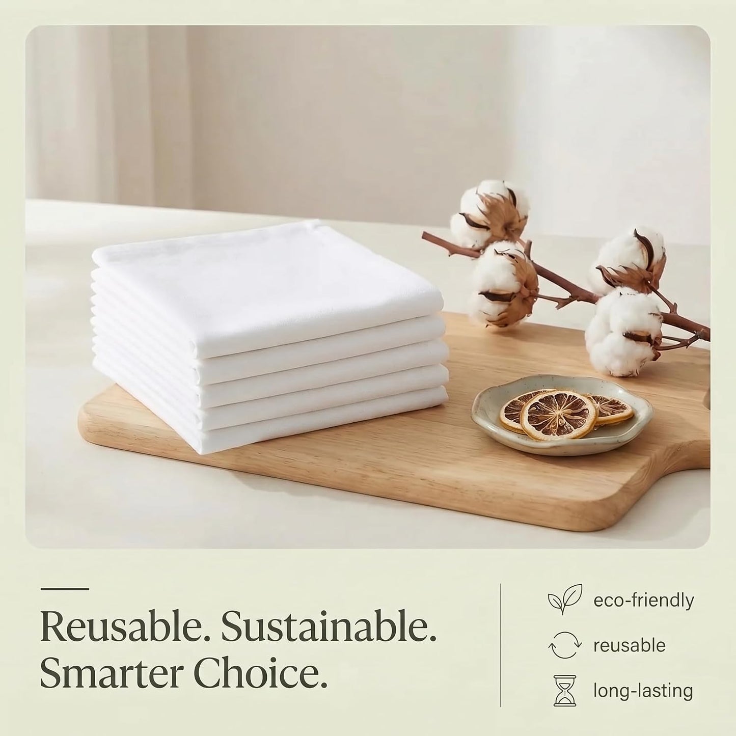 Urban Villa Kitchen Towels Cotton Dish Towels 20”x30” (Set of 6) White