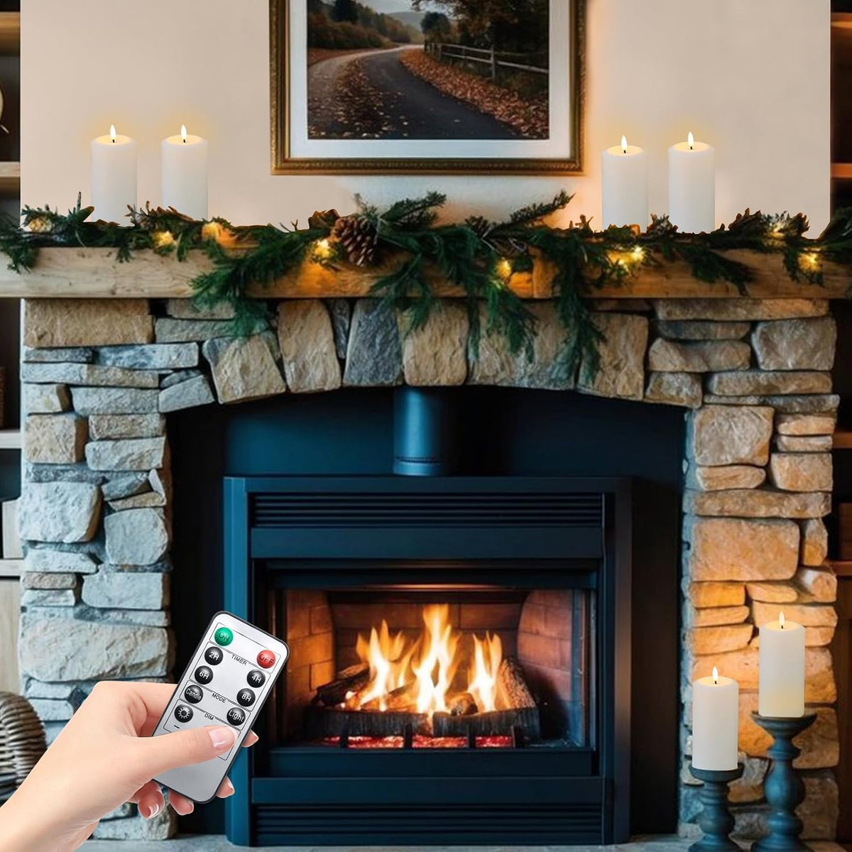Flameless Candles Battery Operated with Remote and 2/4/6/8 H Timer, 6pcs Flickering Fake Electric Candles for Festival
