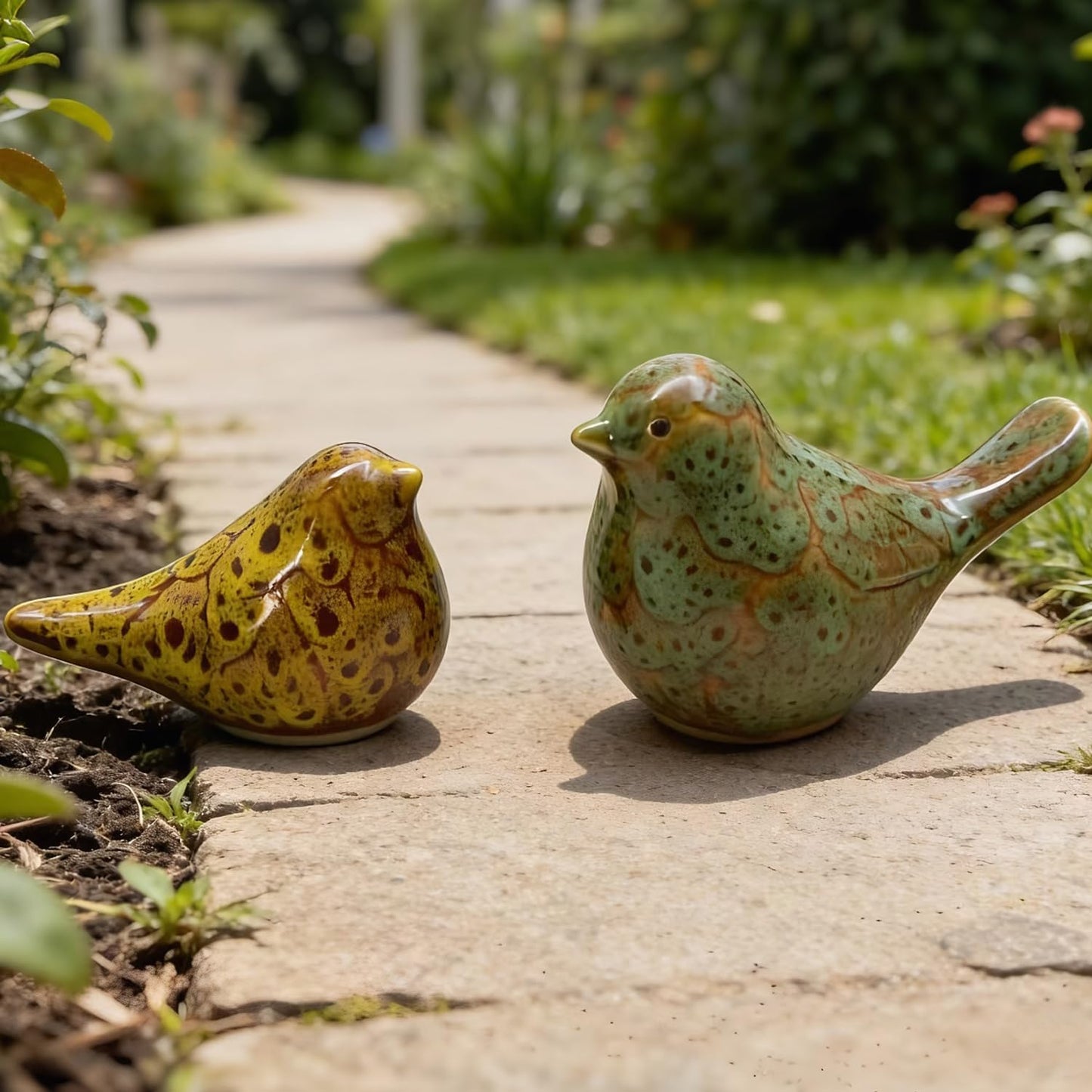 Two-piece set of parent-child bird statues / Kiln Color Change