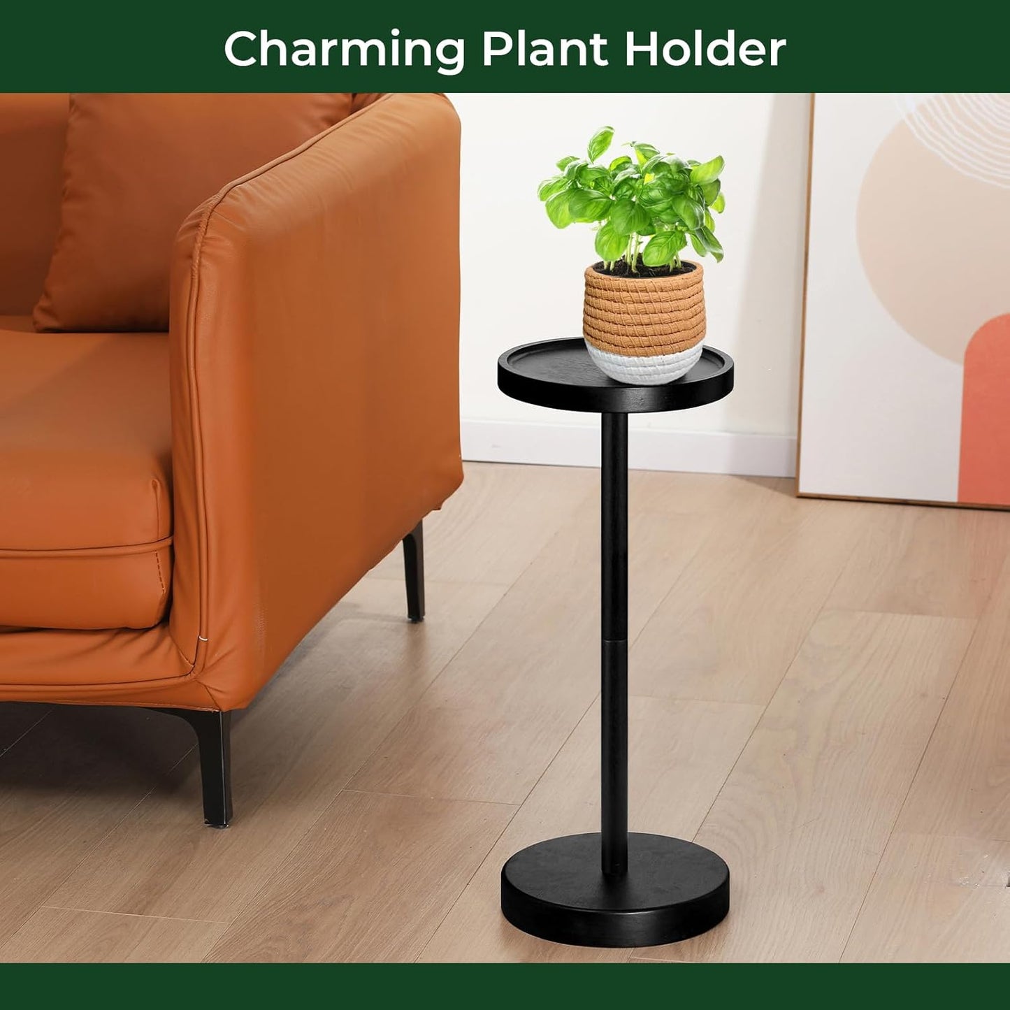 Solid Wood Pedestal Side Table Color / Black