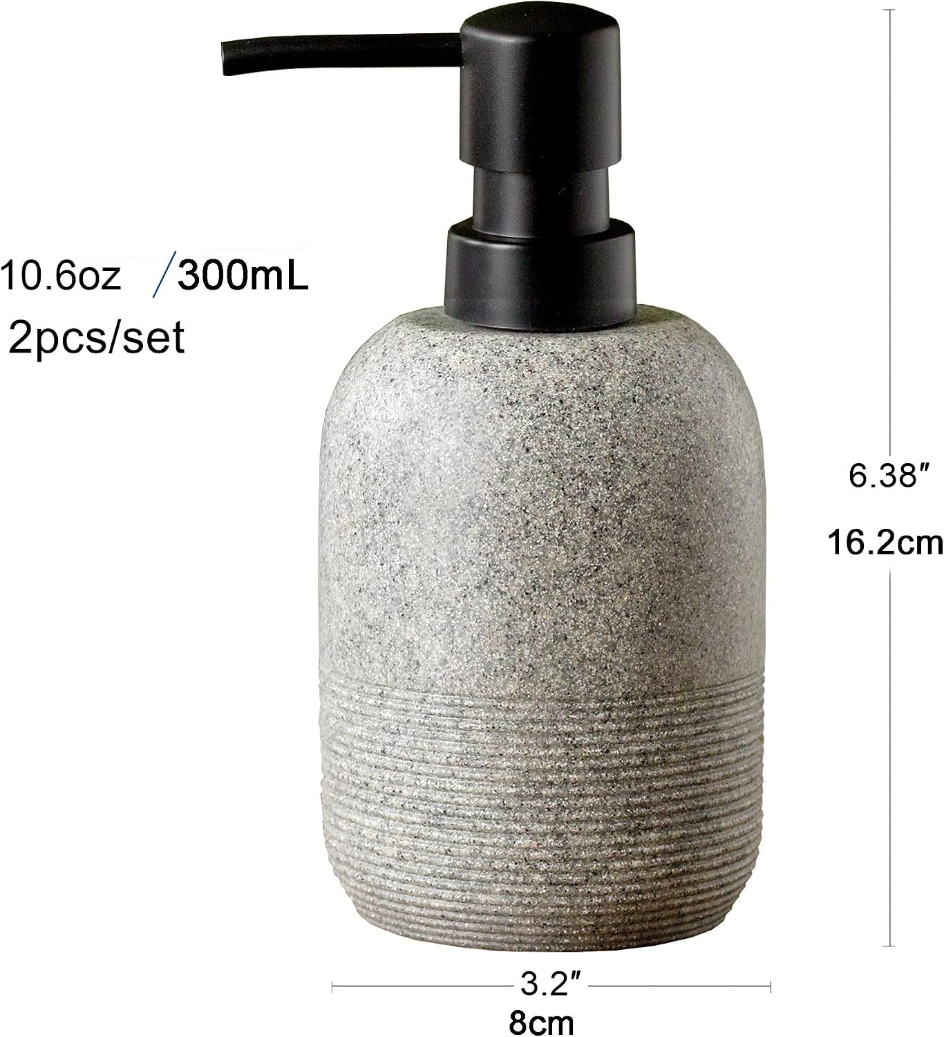 2pcs/Set Grey Soap Lotion Dispenser with A Spare Pump,Liquid Hand Soap Dispenser Sets for Bathroom Countertop, Soap