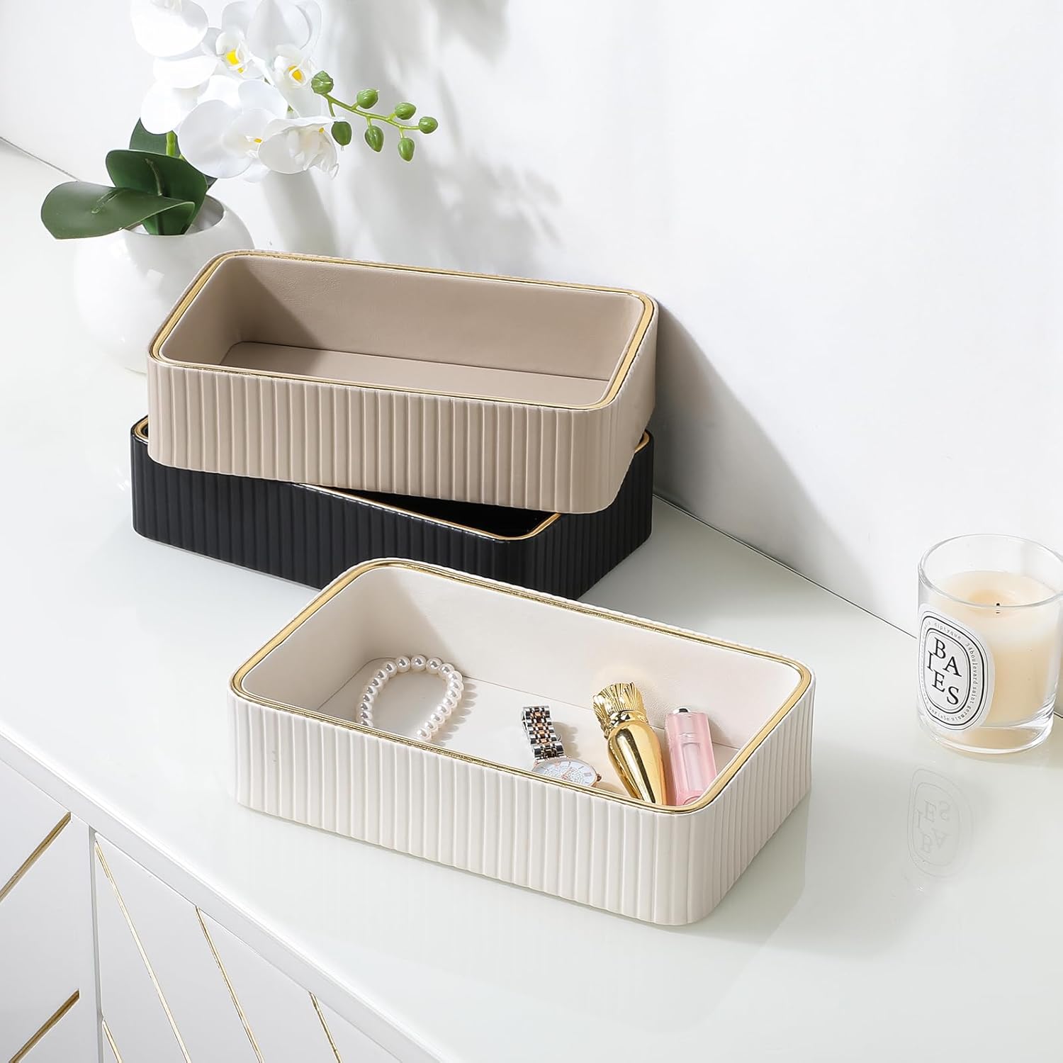 Desk Organizer Tray / Beige / 9.5 x 6 x 2.2