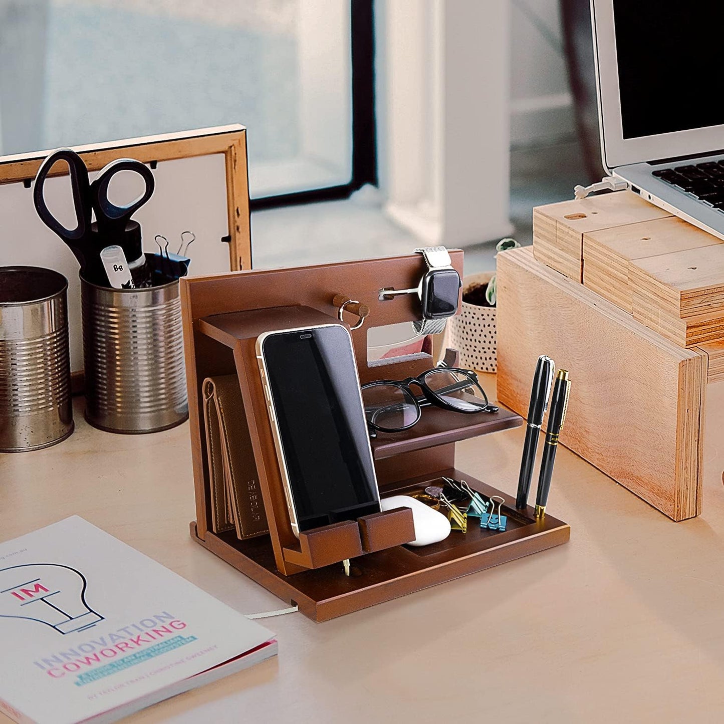 awofer Wood Docking Station For Men Personalized Gifts For Man Wooden Gifts For Husband Him Boyfriend Mens Anniversary