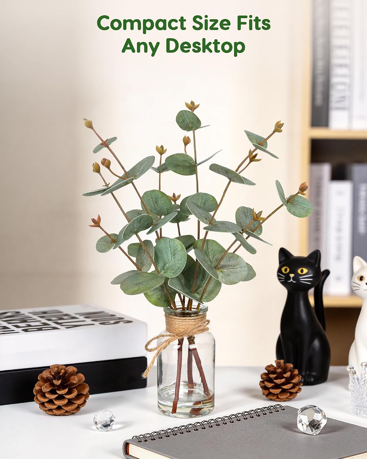 Faux Eucalyptus Stems in Vase / Green Eucalyptus